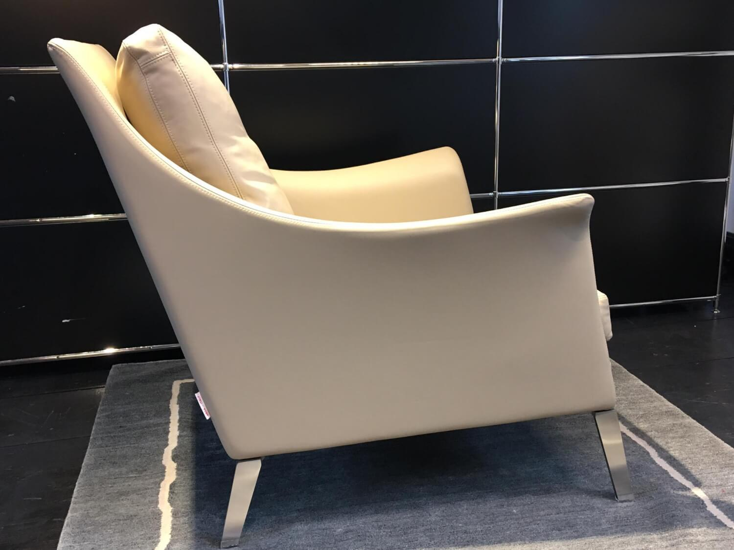 Flexform - Sessel Boss Leder Pelle 2 Creme Beige Füße Stahl - 4