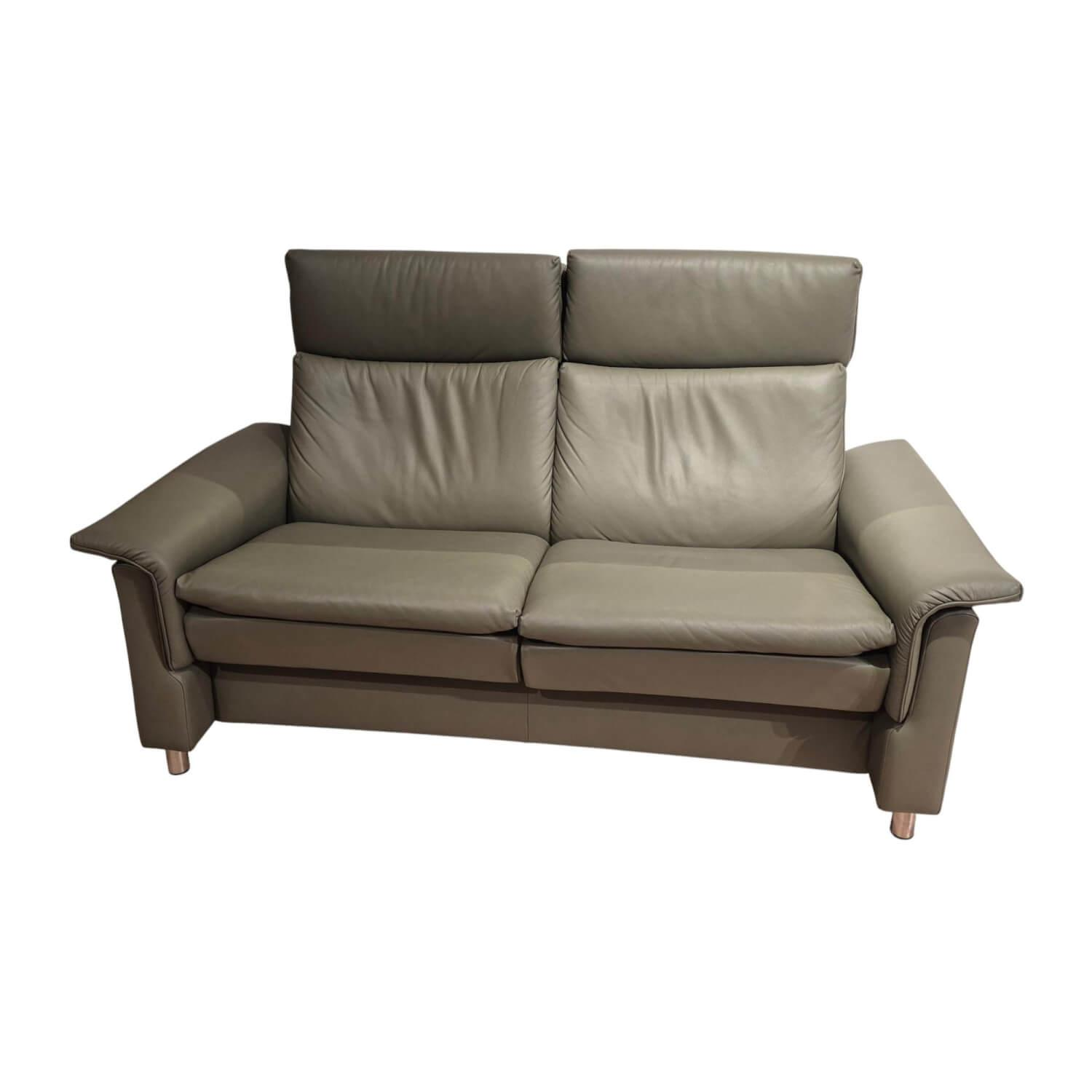 Stressless - Sofa Aurora Hoch Leder Paloma Shadow Green Grün Füße Edelstahl Poliert Rund - 1