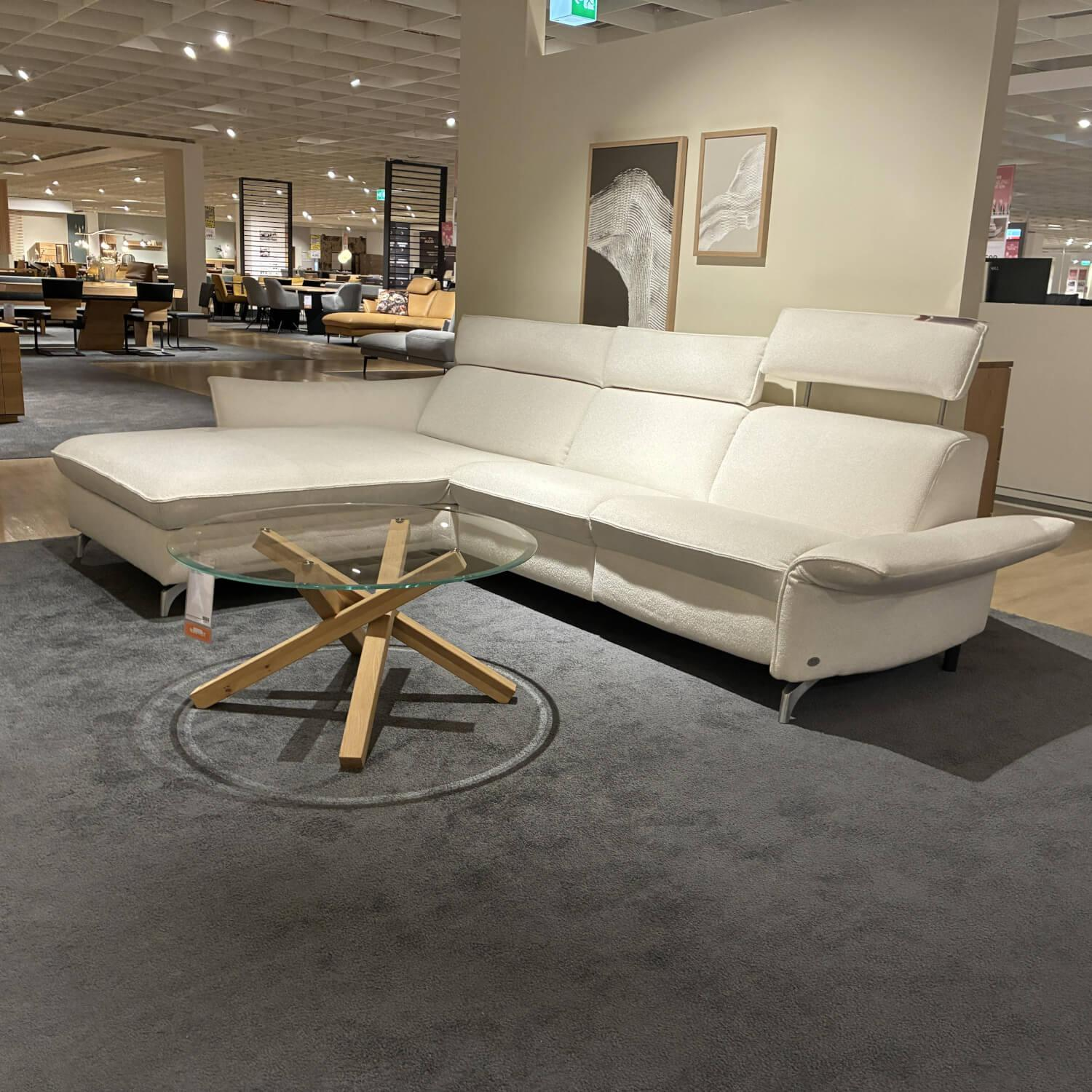 himolla - Sofa 1926 Stoff Q2 Loop Swan Cremeweiß Metallfuß Edelstahloptik Inkl. Elektronischer Verstellung Und Herzwaage Funktion - 4