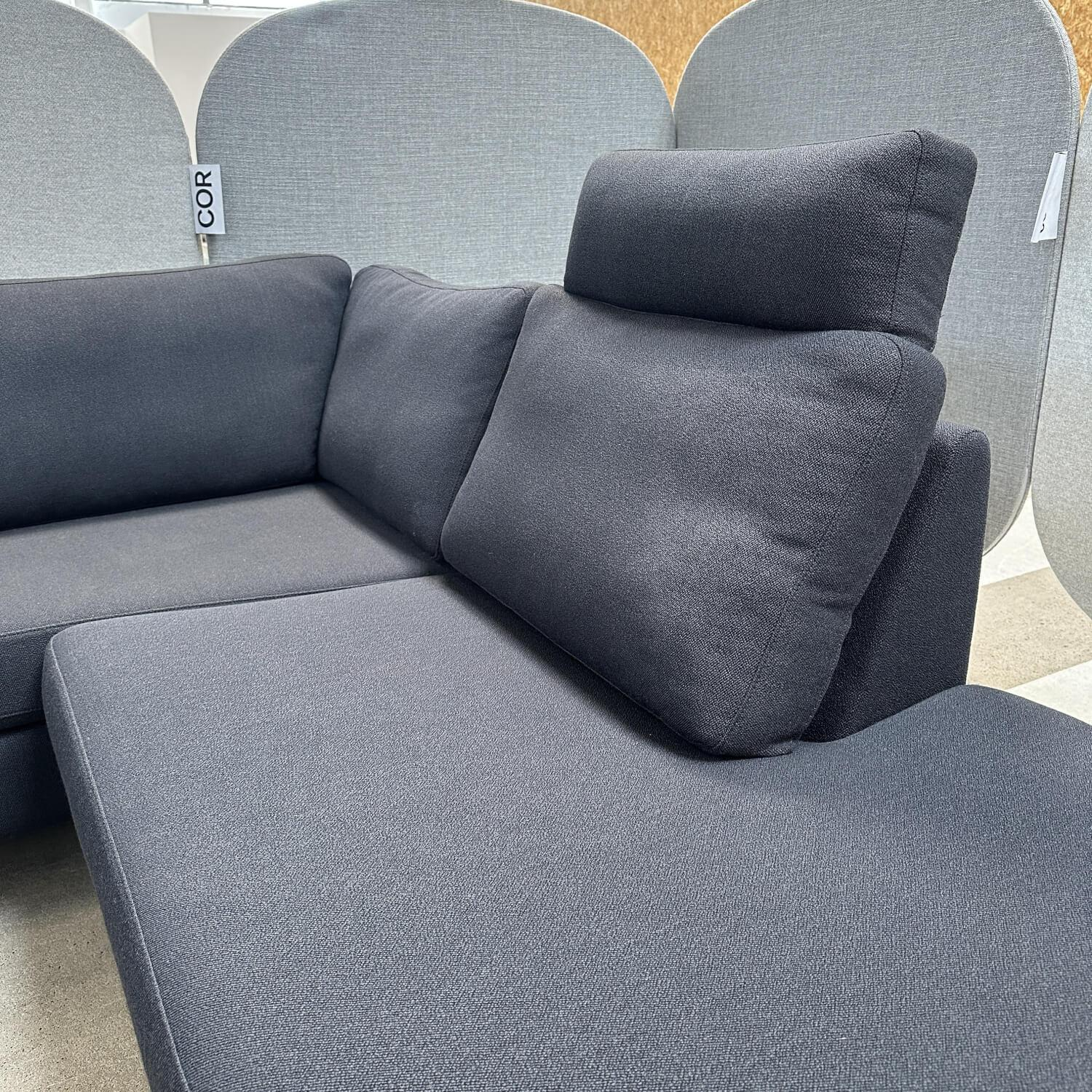 COR - Ecksofa Conseta Stoff 9168 Anthrazit Gestell Anthrazit Mit Stoff Bezogen Mit Kissen Und Kopfstütze - 6