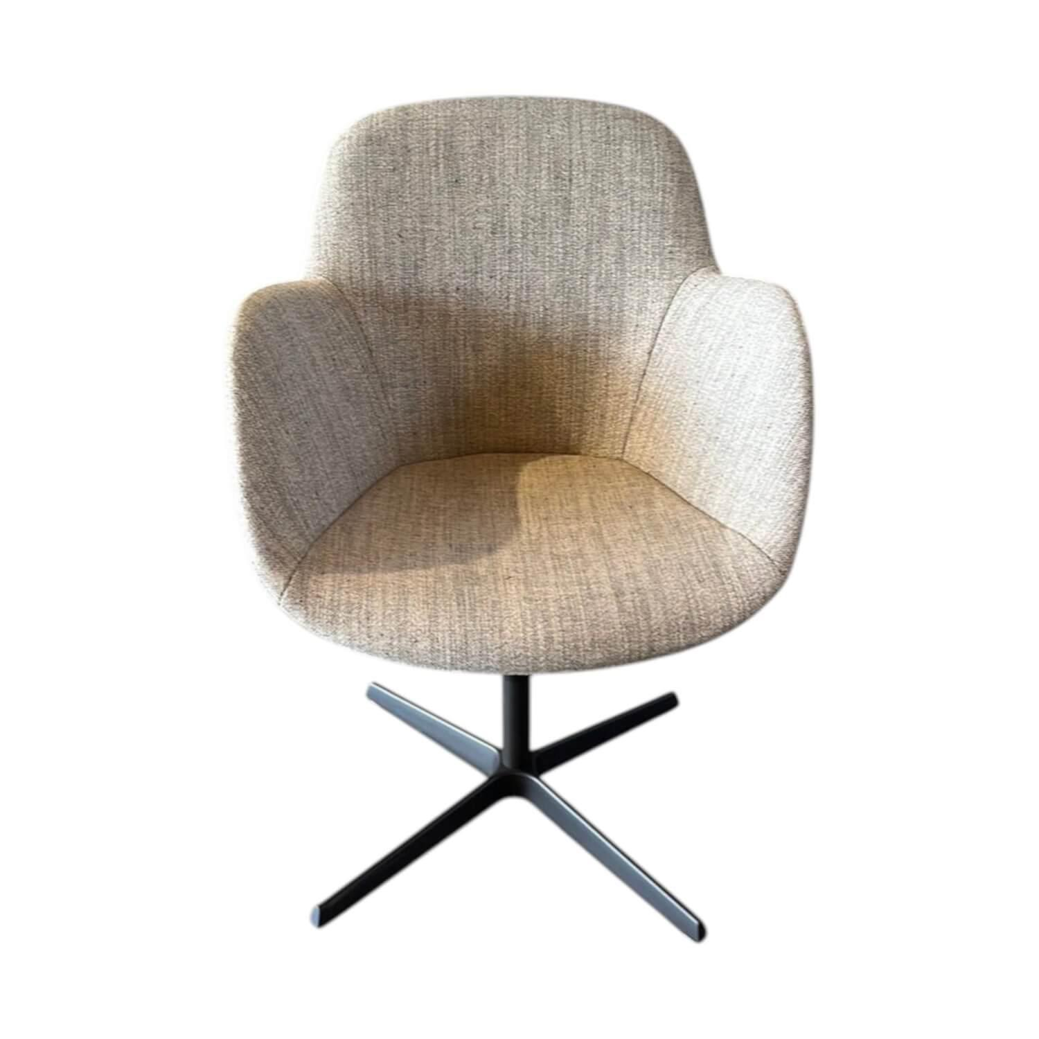 Walter Knoll - Armlehnstuhl Sheru 1437 C Sitz Stoff Togba Sahara Beige Rücken Leder Elen Bamboo Braun Gestell Bronze Pulverbeschichtet - 1