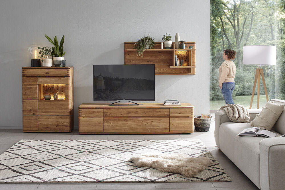 Natura - Wohnwand Cartago Soft Wildeiche Massiv Naturbelassen Geölt - 5