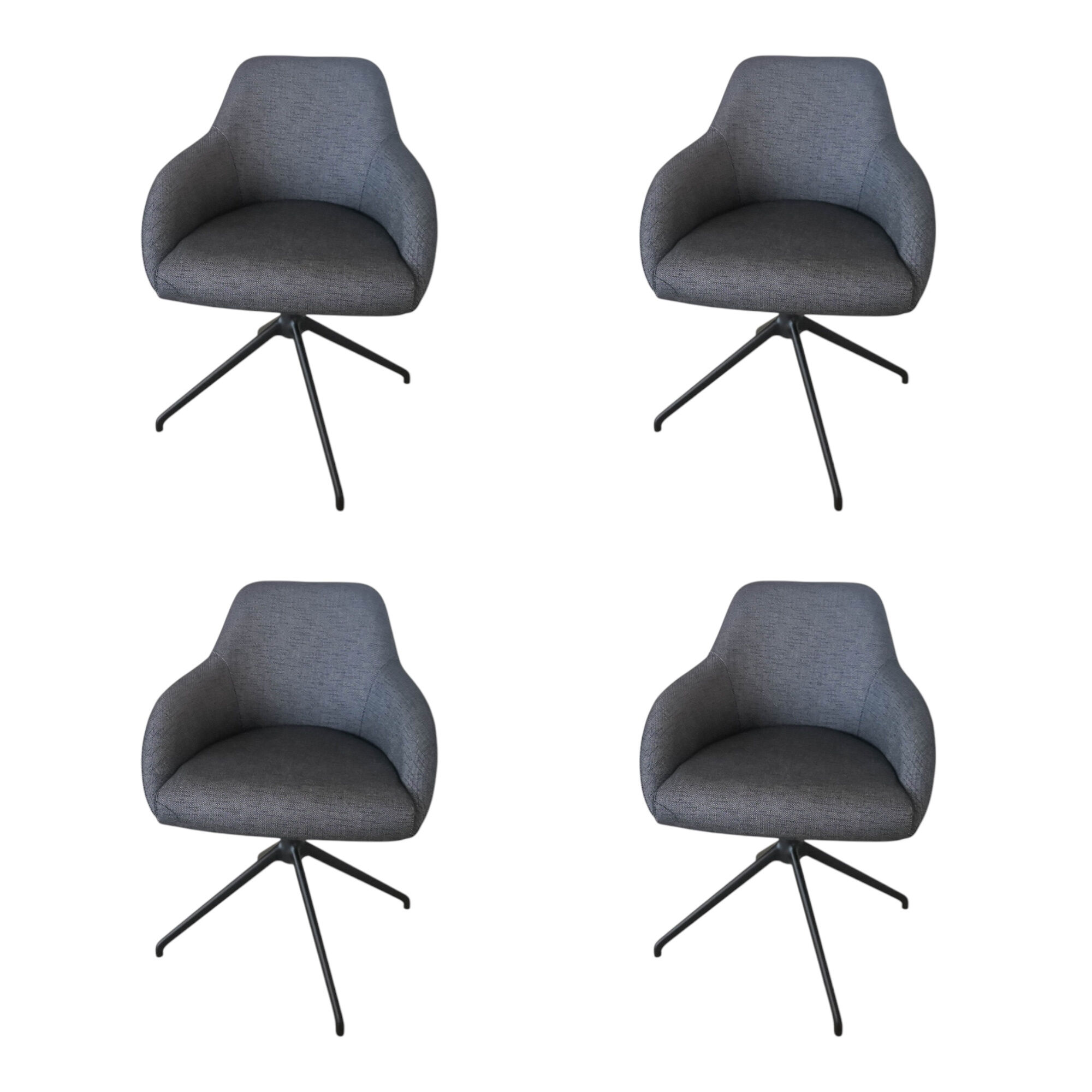 Stern - Outdoor-Stuhlgruppe Turn Outdoofstoff Seidenschwarz Grau Schwarz Gestell Aluminium Schwarz Matt - 1