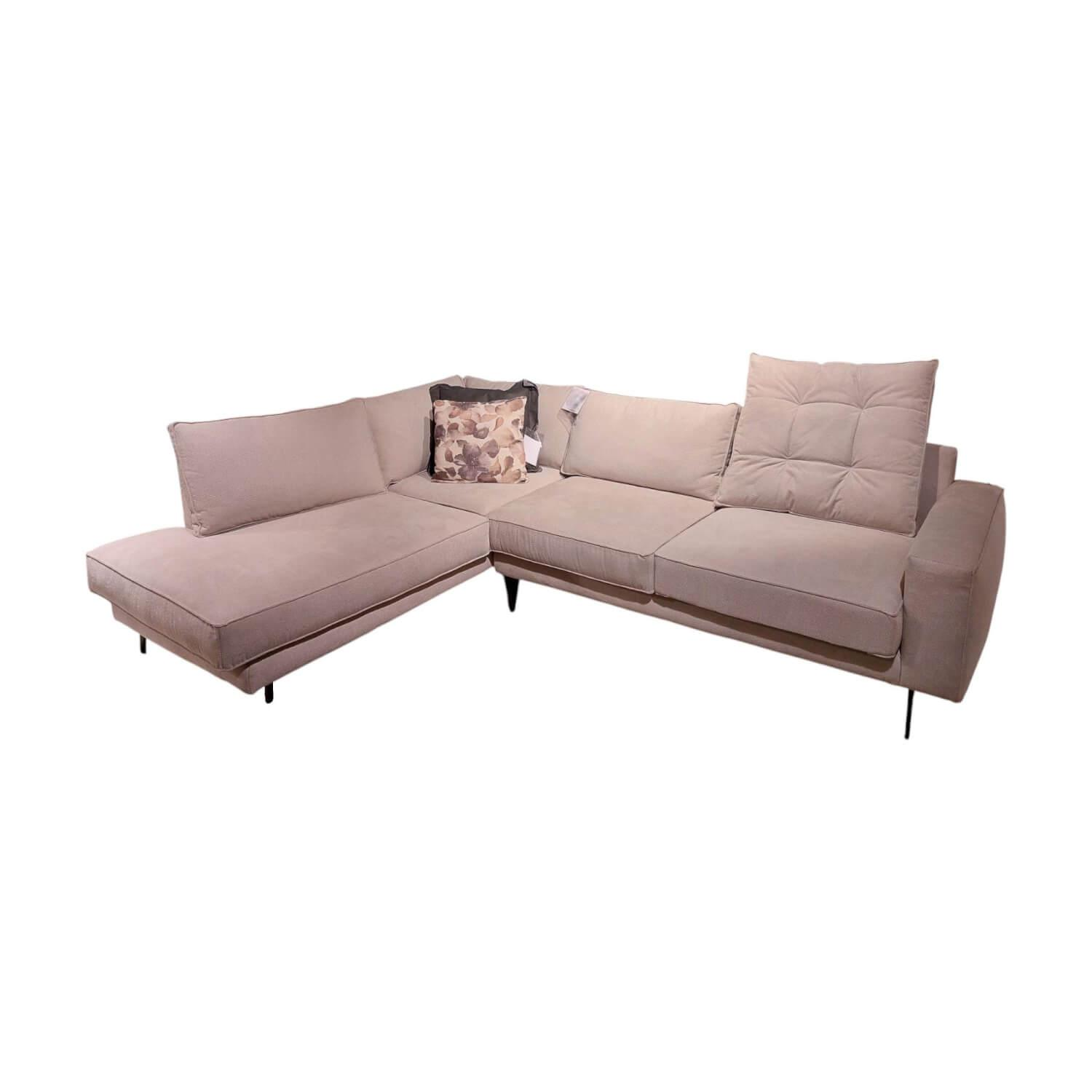 Global - Ecksofa Samara Stoff S-XBO29/05 White Grey Grau Füße Metall Schwarz - 1