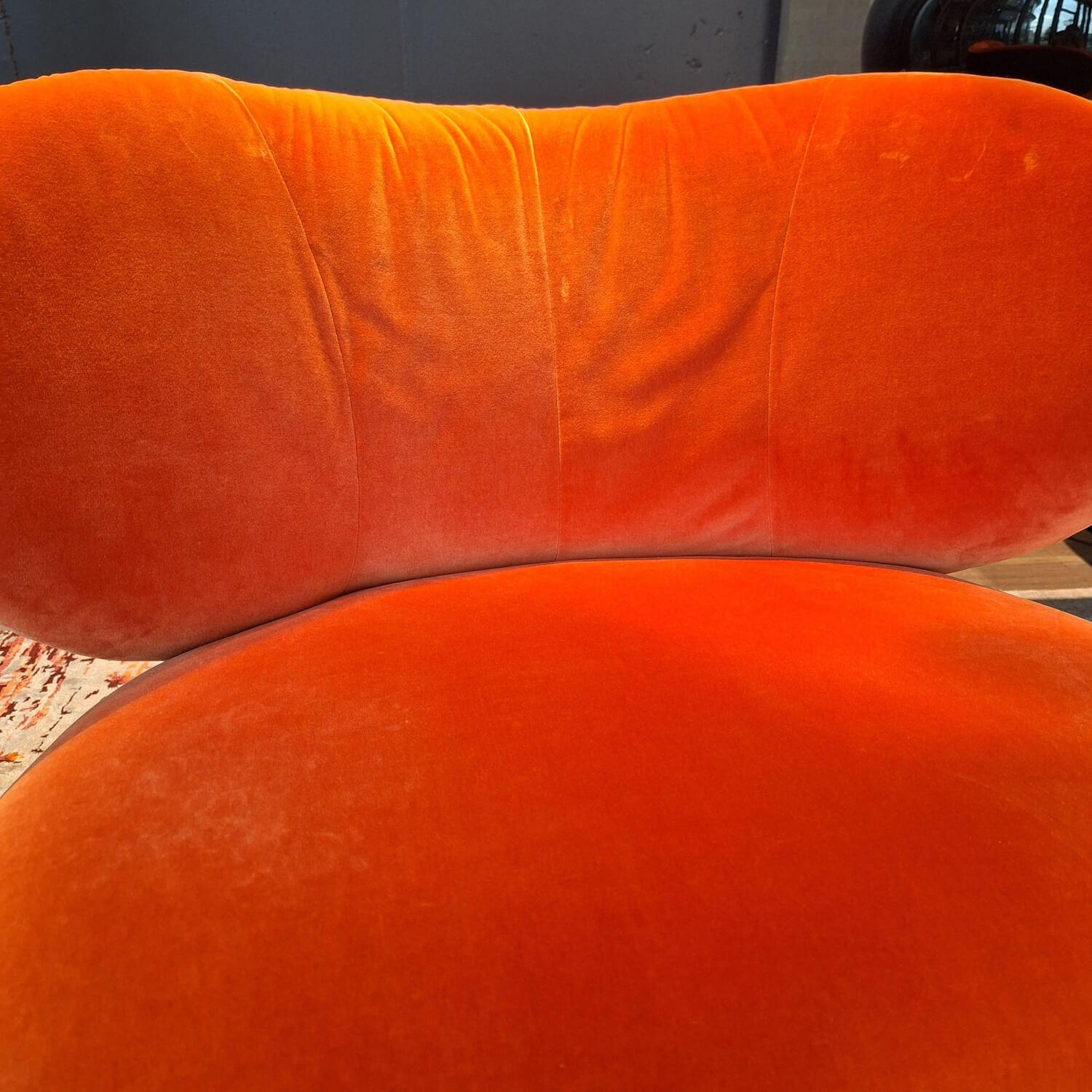 Walter Knoll - Sessel Bao Außen Leder Seddle Coffee Schwarz Innen Stoff Samt Harald Pumpkin Orange Drehteller Schwarz - 14