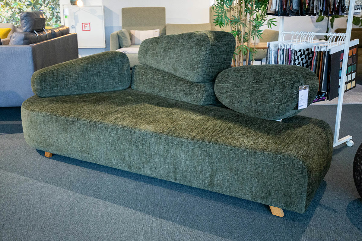 Brühl - Sofa Mosspink Stoff 5277-37 Dunkelgrün Füße Eiche Hell - 3