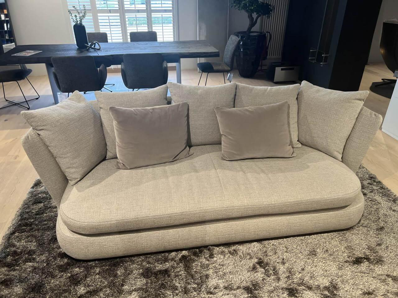 B&B Italia - Sofa Apollo Stoff Sirtaki Perlgrau Grau Kante Schwarz Lackiert Verchromt Inklusive Kissen - 2