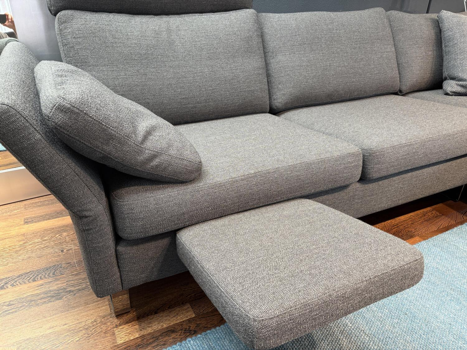 COR - Ecksofa Conseta Stoff 7146 Grau mit Kissen und Kopfstütze - 6