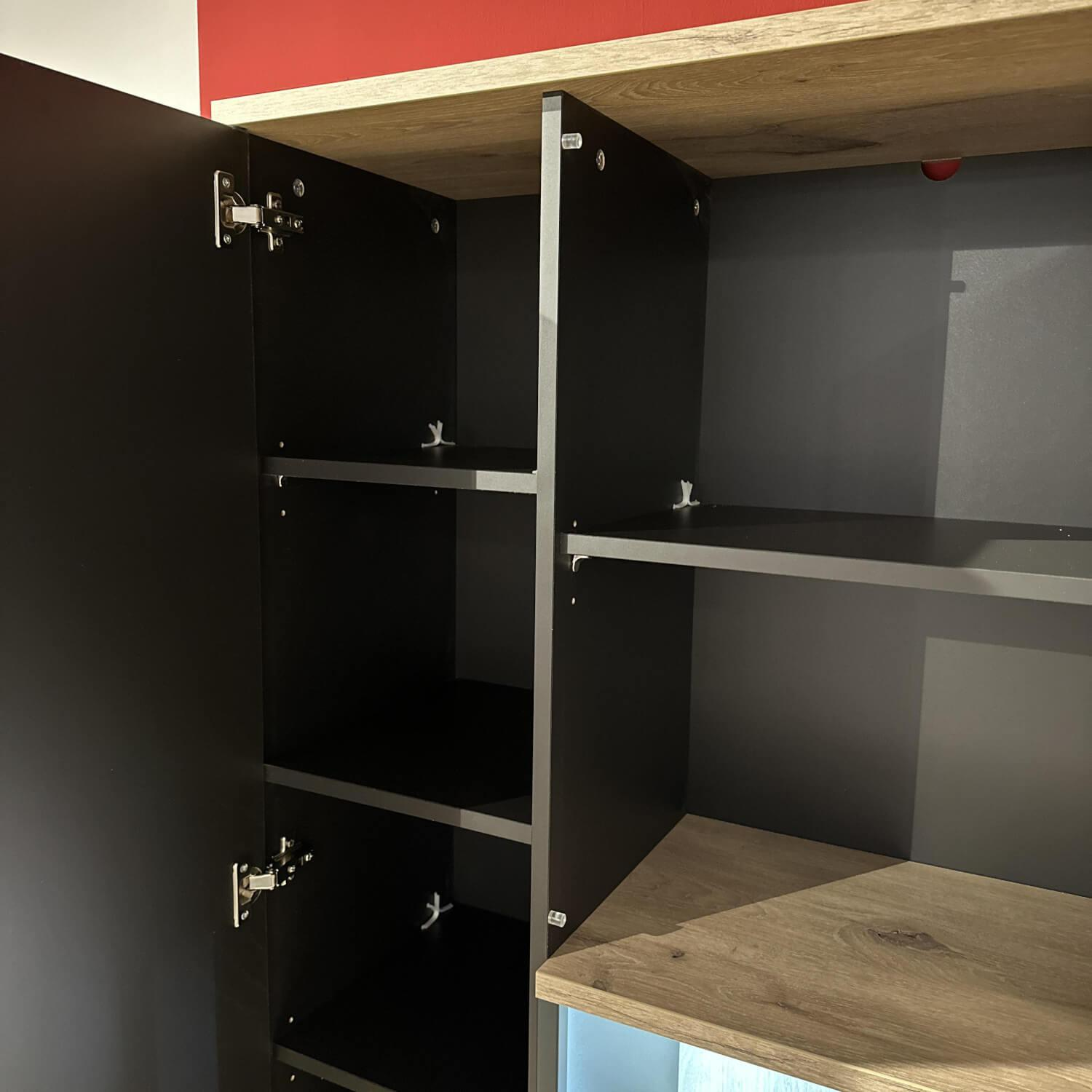 Ideal Möbel - Wohnwand Mountain VME Exclusiv Front Cosmos Grey Grau Absetzung Eiche Viking Profil Metall Cosmos Grey Grau - 6