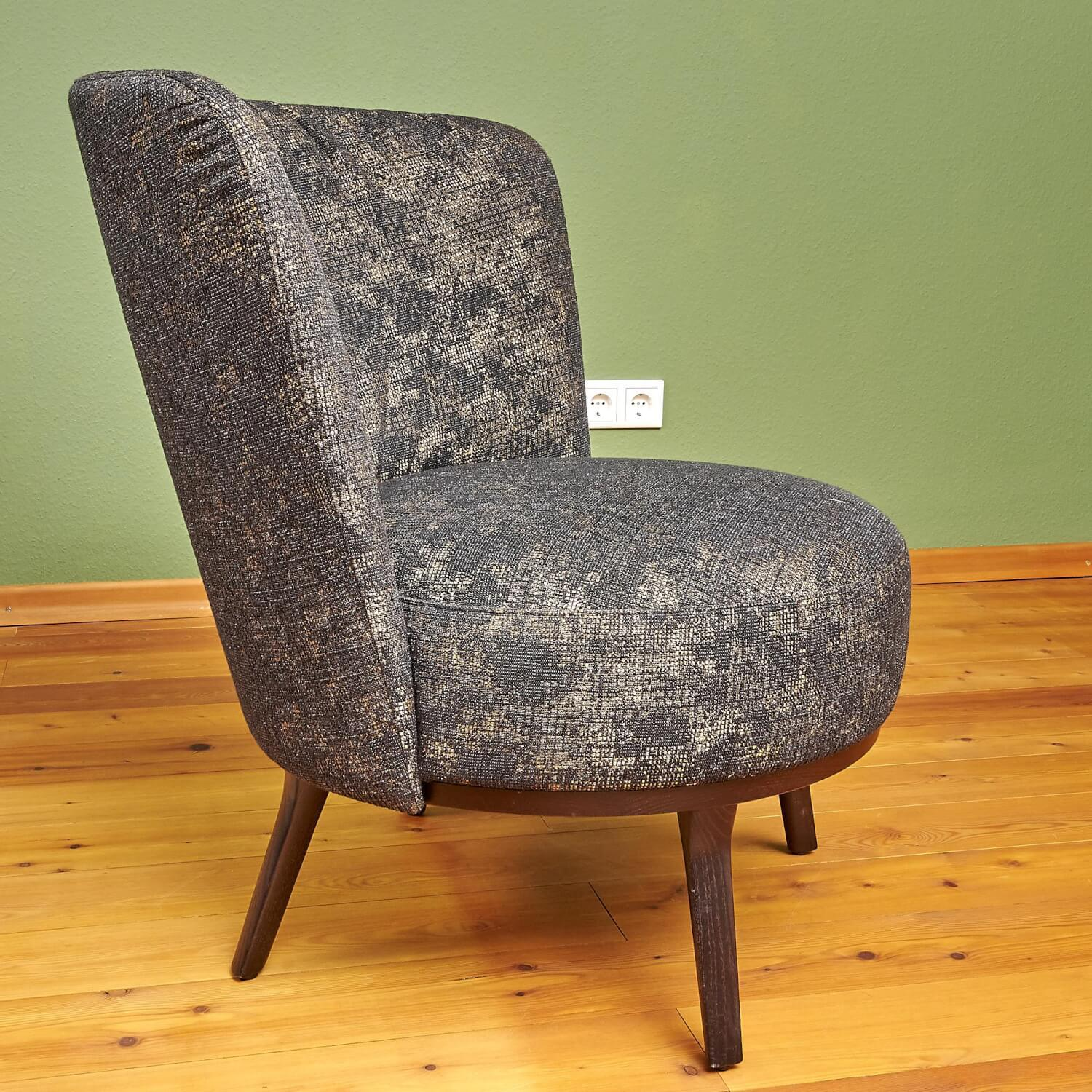 Bielefelder Werkstätten - Sessel Polo Cocktail Stoff JAB Citrin Grau Gold Gestell Esche Schwarz Gebeizt - 2