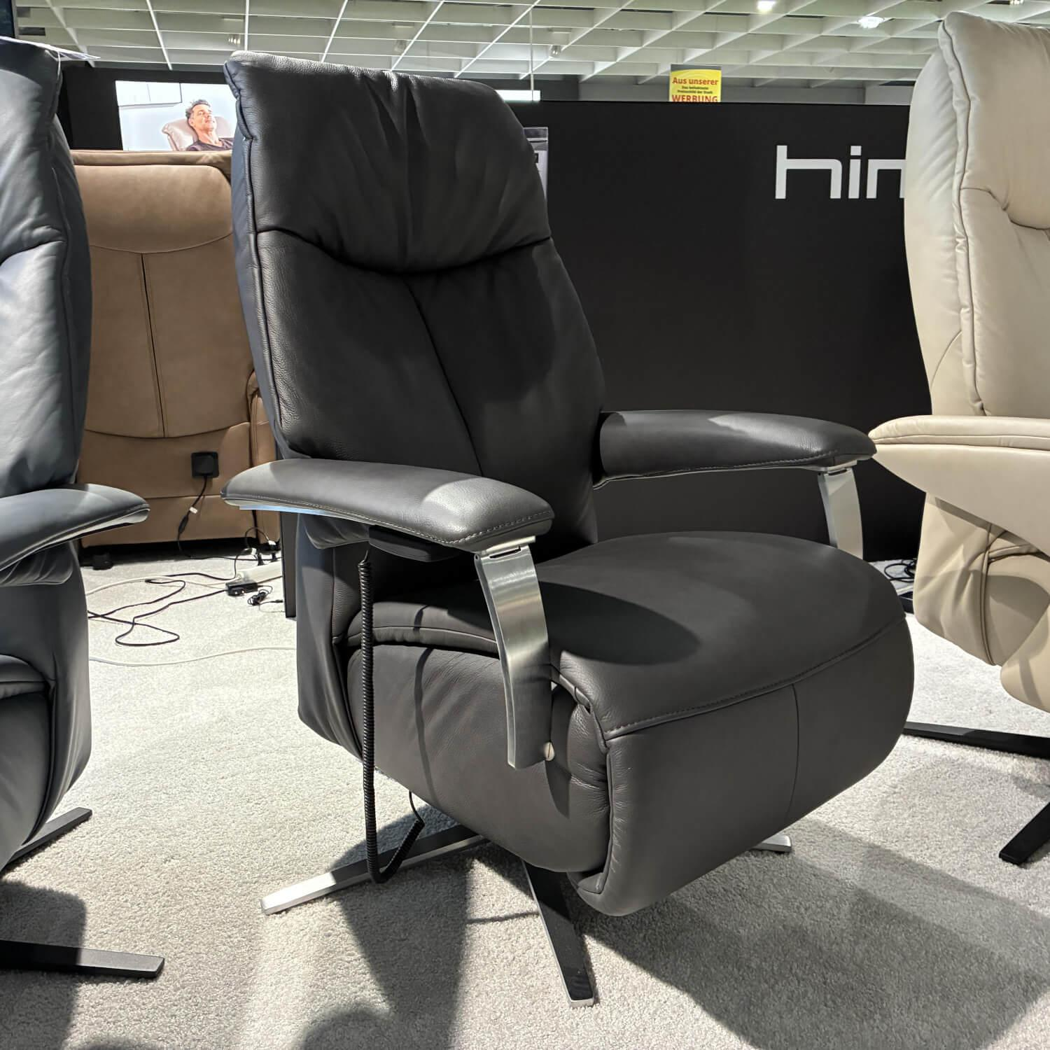 himolla - Sessel Easy Swing 4562 Leder Longlife Kliff 24 Grau Schwarz Sternfuß Anthrazit Pulverbeschichtet - 3