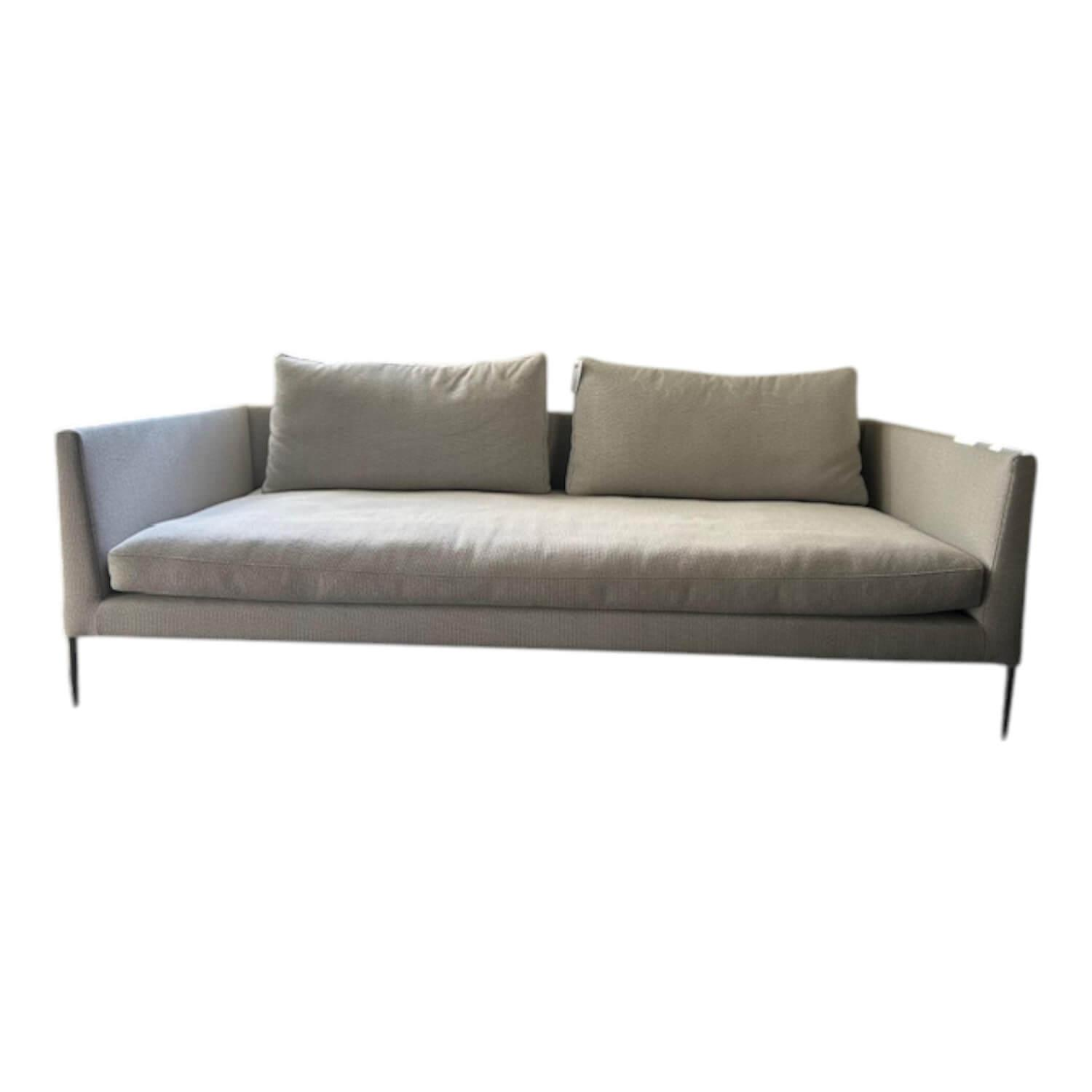 COR - Sofa Pilotis Stoff 120 Beige Füße Chrom mit 2 Rückenkissen - 1