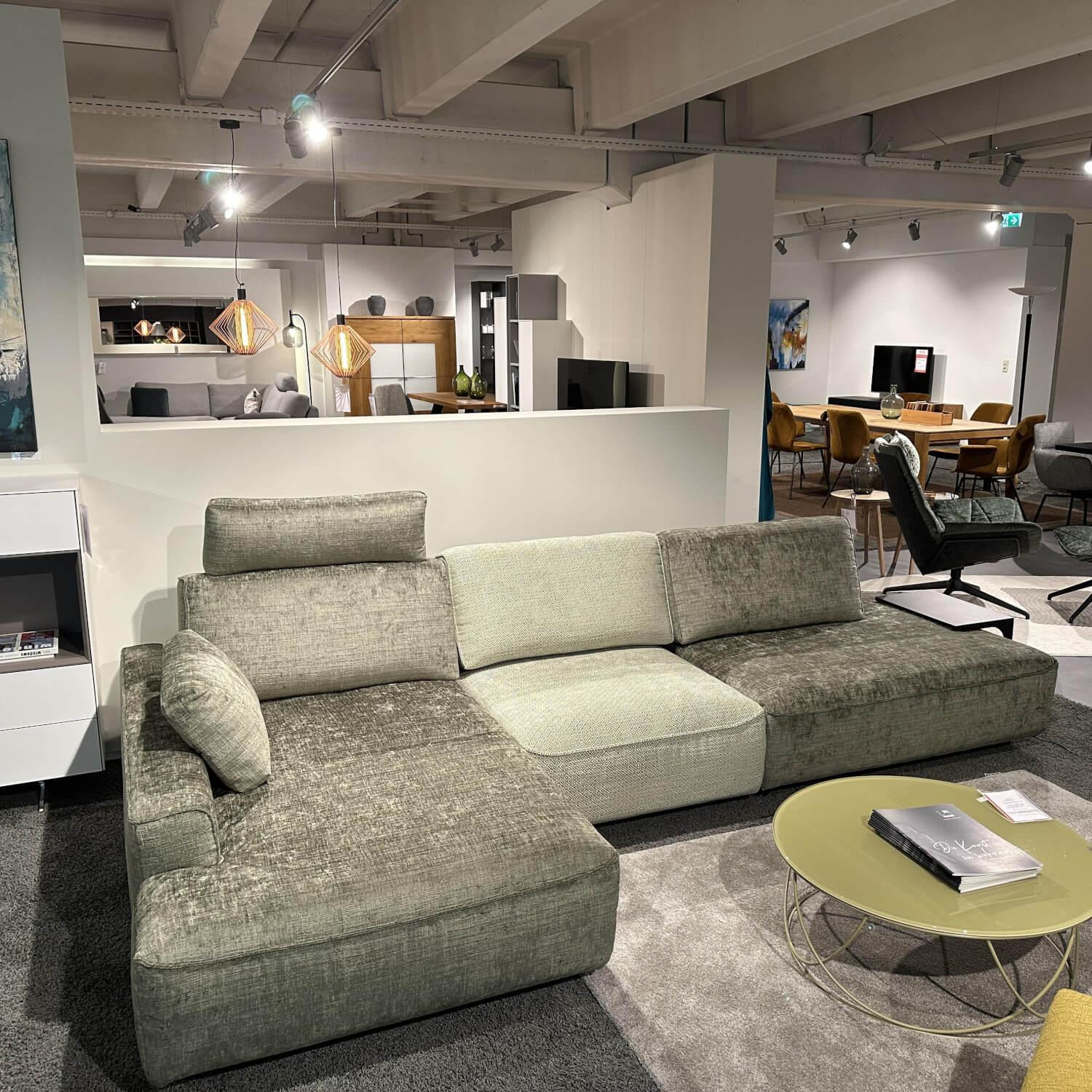 WK Wohnen - Ecksofa Cubico 640 Stoff JAB 23032/22031 Grau Grün - 10