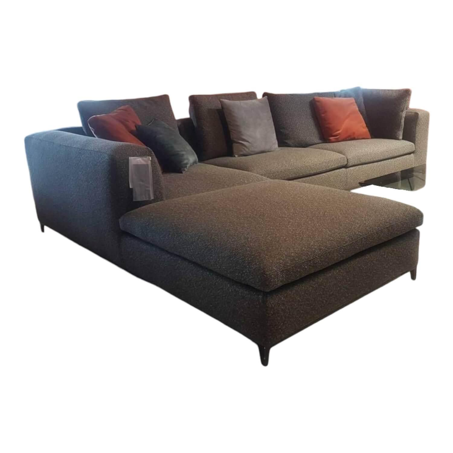 B&B Italia - Ecksofa Michel Club Stoff Laveno Schiefer Grau Gestell Metall Schwarz Lackiert - 1