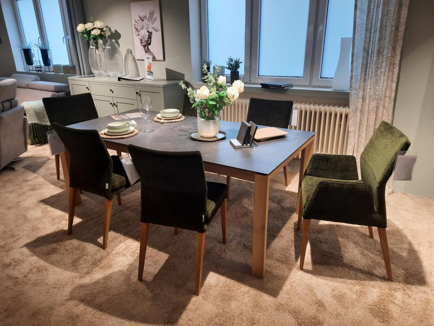 Natura - Set of 6 chairs Carry Fabric Chaves Forest Green Frame Oak 32 Oiled - 10