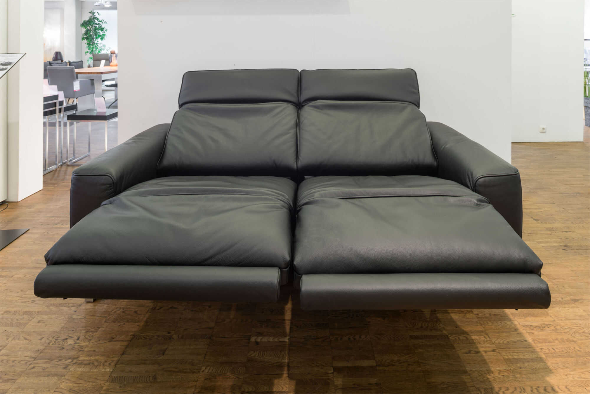 Musterring - Sofa MR 6070 Leder Schwarz Füße Edelstahl Relaxfunktion - 4