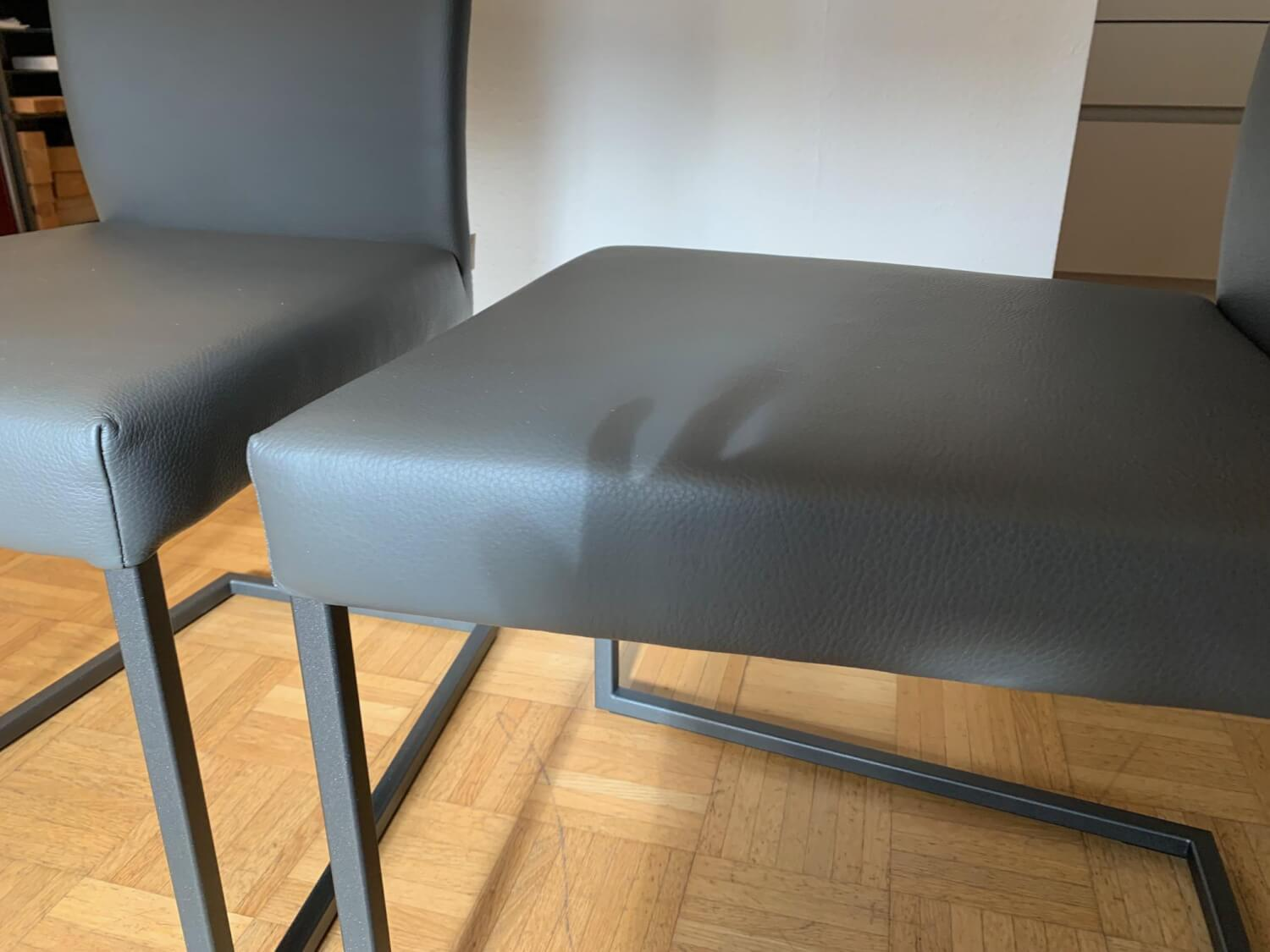4er-Set Freischwinger-Stuhl Misty Leder Tendens Graniet