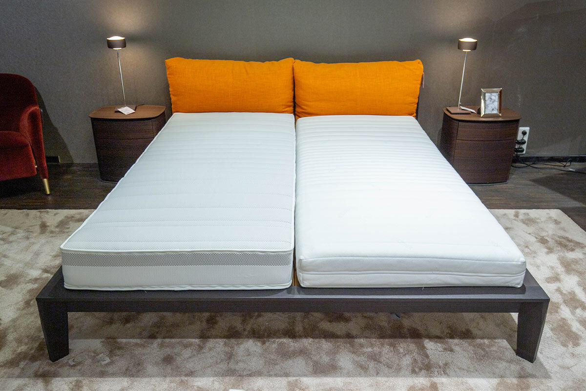 Molteni & C - Bett Wish Stoff Aris A4057 Orange GEstell Ecihe Grau ohne Matratzen ohne Lattenrost - 7