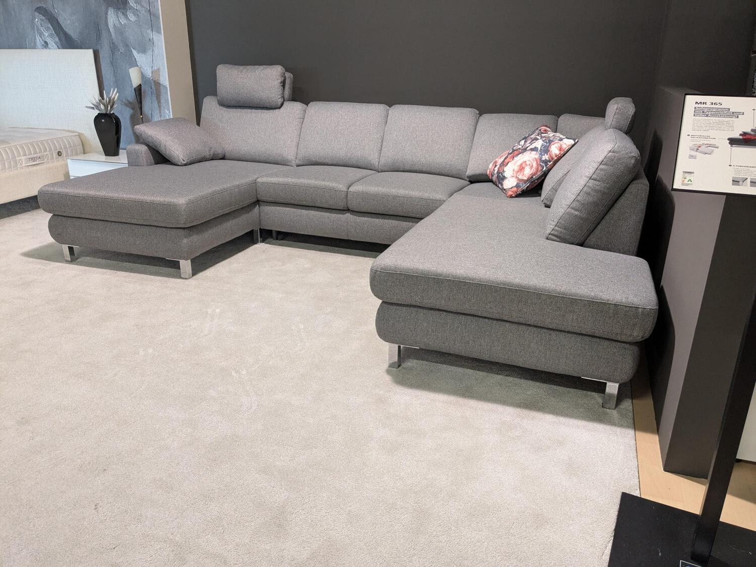 Musterring - Wohnlandschaft MR 365 Stoff Twice Grau mit 2 Kopfstützen - 4