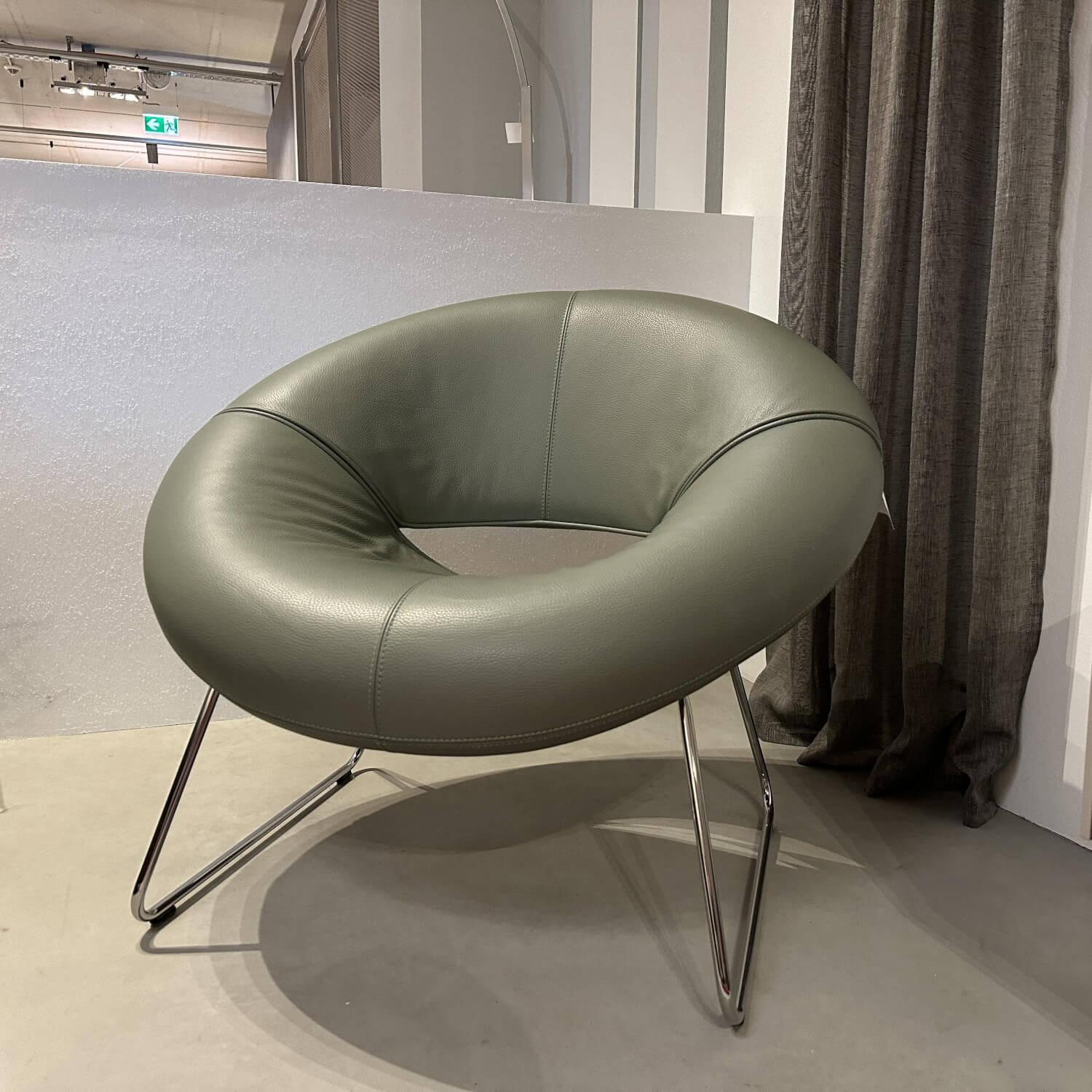 Leolux - Sessel Mimas Leder 51869 Senso 6110 Olivine Grün Gestell Metall Verchromt - 3