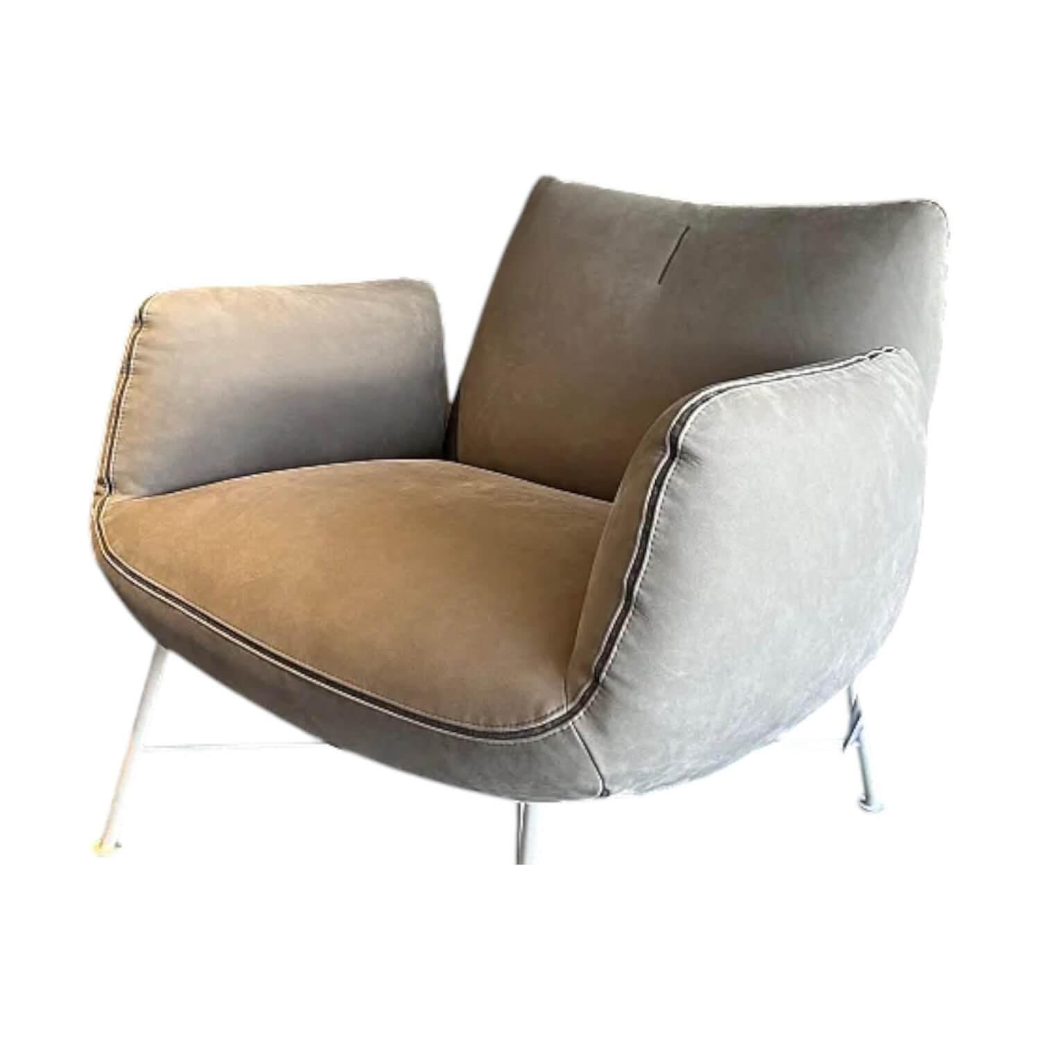 COR - Clubsessel Jalis Leder Nubuk 684 Grigio Grau Drahtgestell M03 Metall Weiß Gepulvert - 1