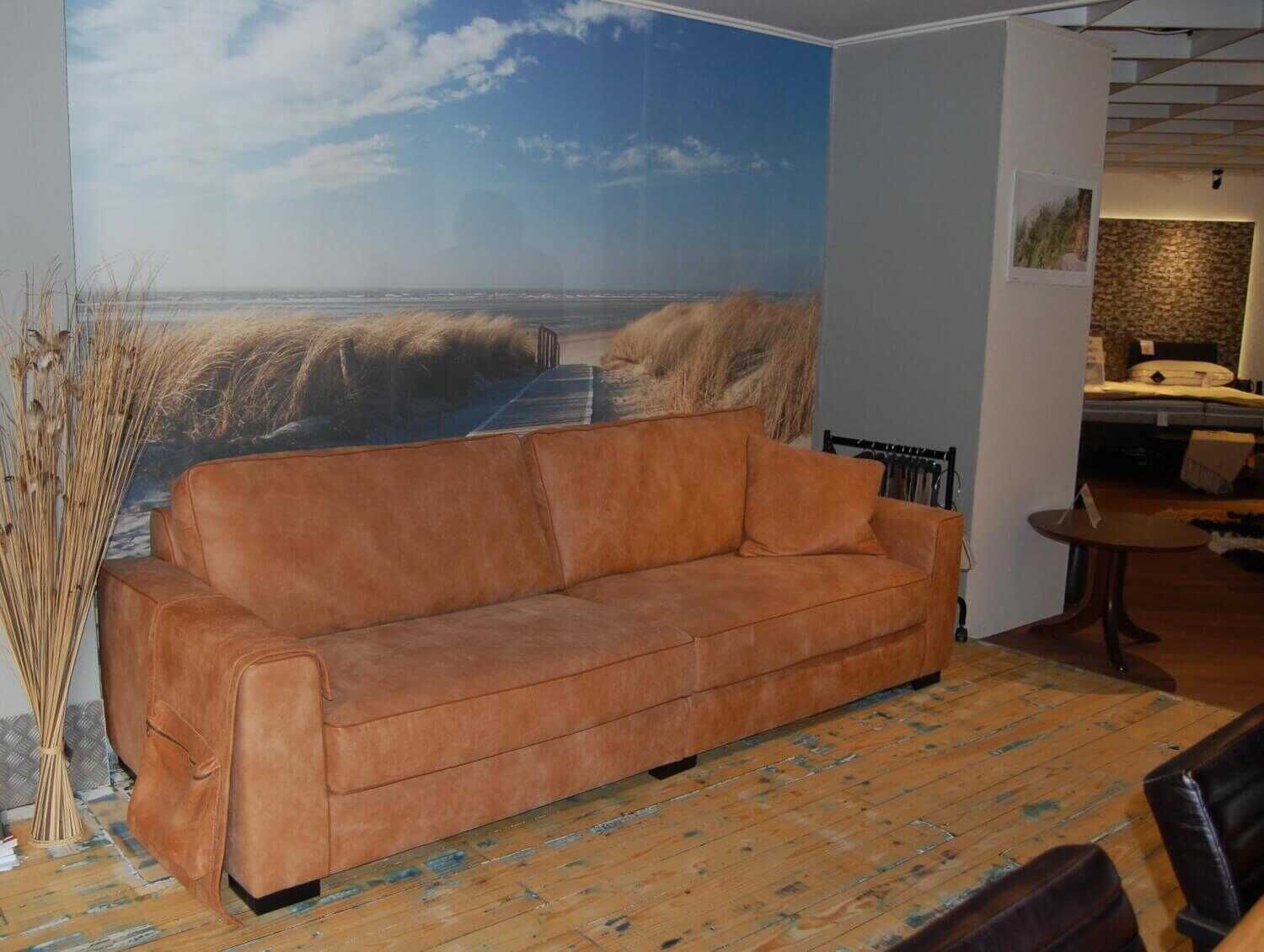 Het Anker - Sofa Rockenfeller Anilinleder Walnut Braun Füße Holz Schwarz - 1