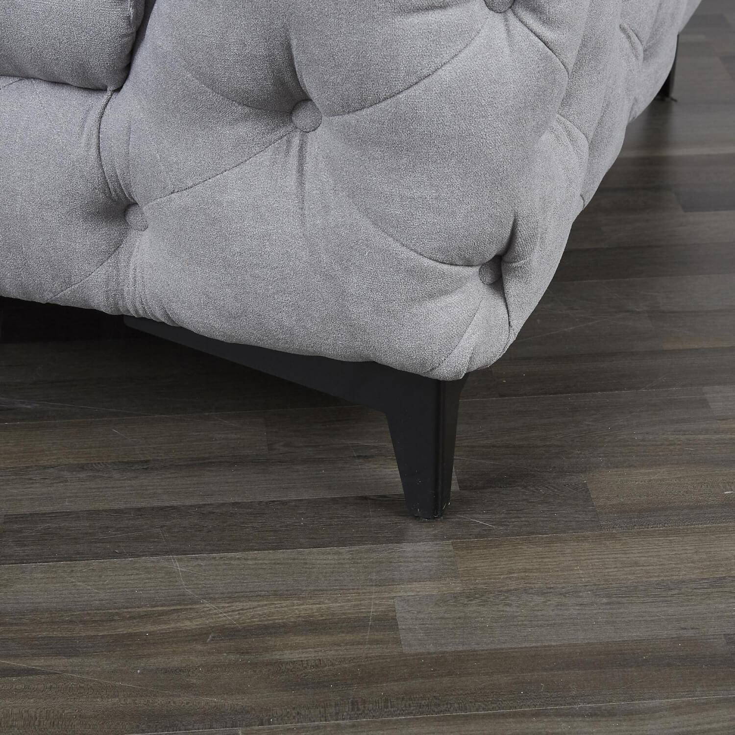 Max Winzer - Sofa Chesterfield Stoff Hellgrau Gestell Schwarz - 10