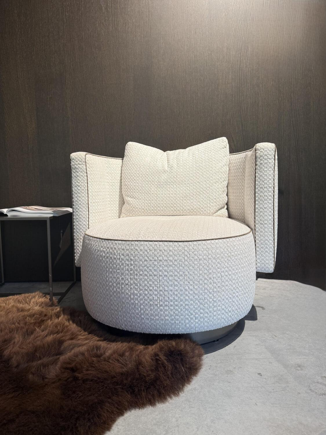 Minotti - Sessel Torii Bold Drehbar Stoff Timothy Bianco Weiß (2 vorhanden) - 2