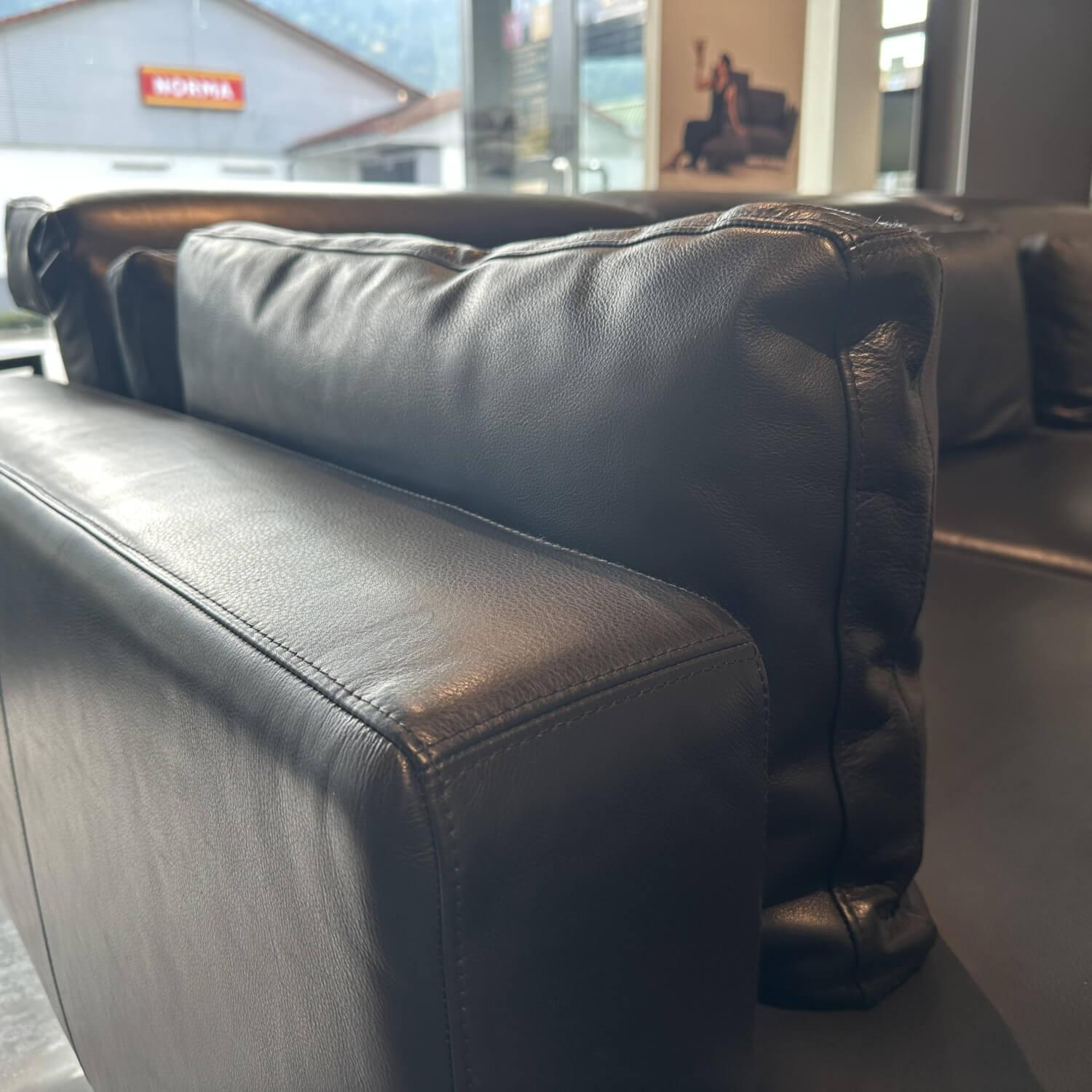 Brühl - Polstergruppe Moule Medium Leder 5669 0010 Schwarz Fuß Kufe Schwarz Pulverbeschichtet Mit Kissen - 3