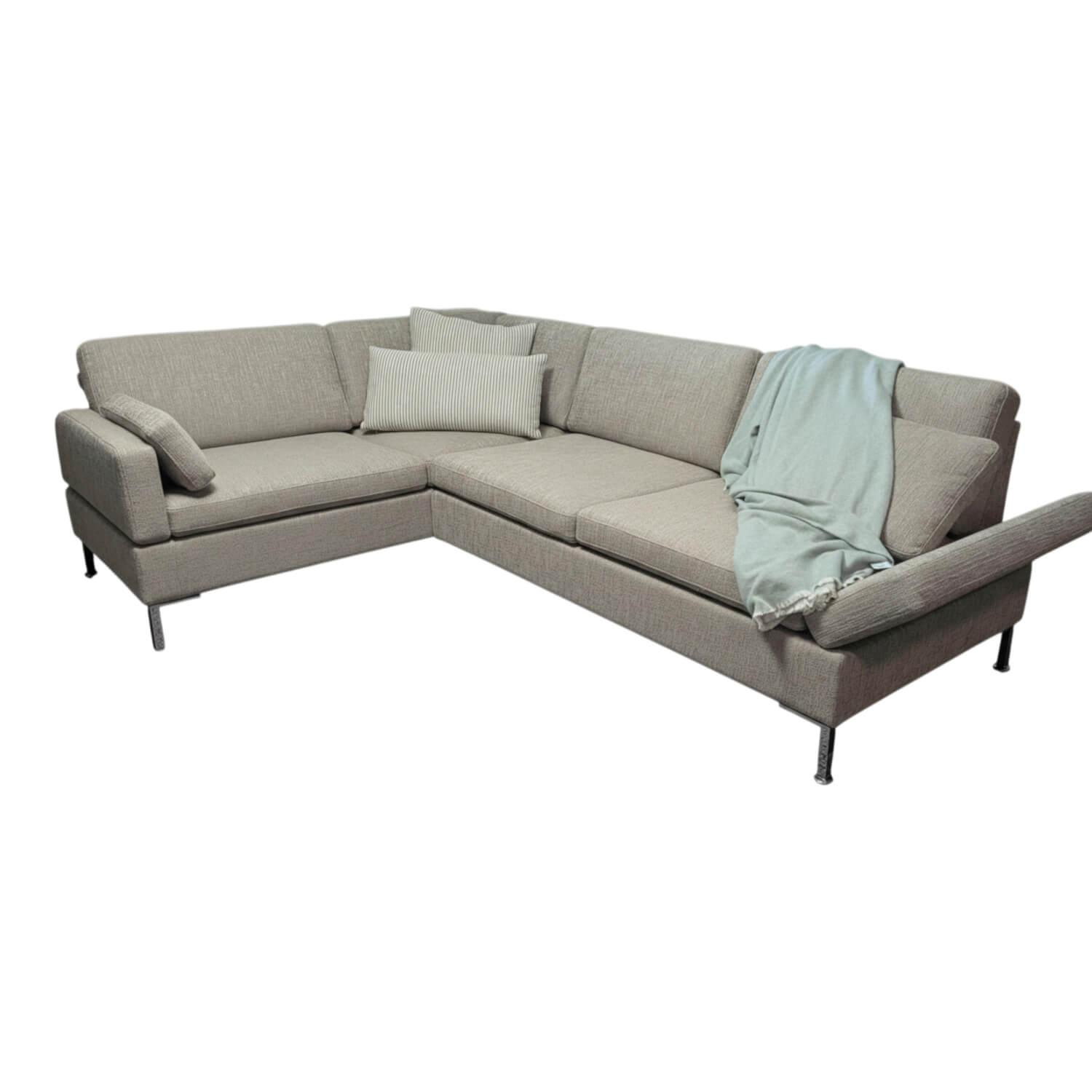 Brühl - Ecksofa Alba Stoff36 0045 Creme Füße Verchromt mit Verstellfunktionen - 1
