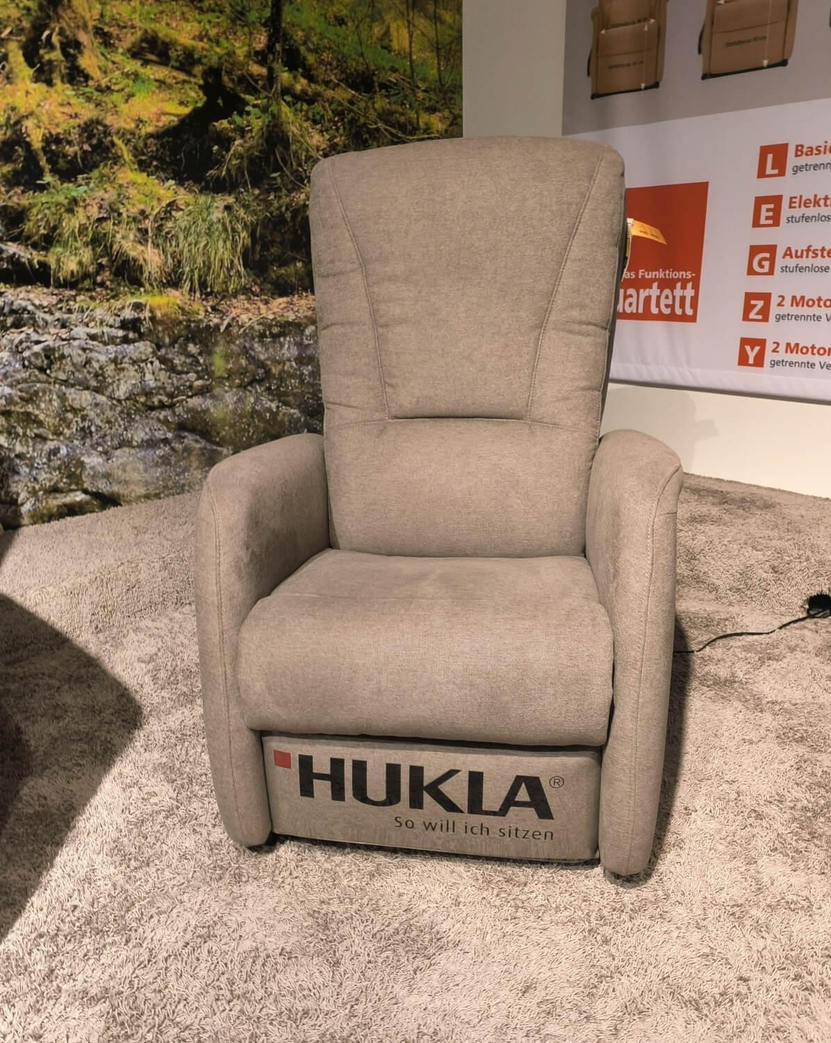 Hukla - Sessel Halina Stoff Kira Mandel Grau Braun Mit Manueller Kopfpolsterverstellung - 7