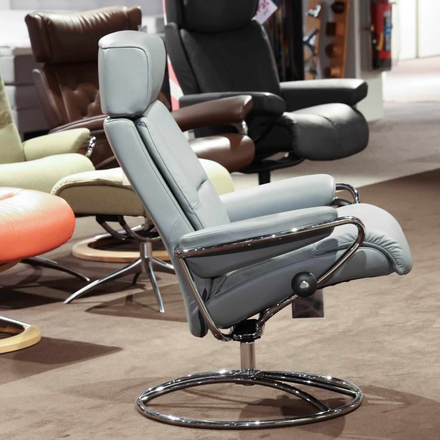 Stressless - Relaxsessel Mit Hocker Tokyo Leder Paloma Neutral Grey Grau 17 Gestell Original 40 Alu - 4