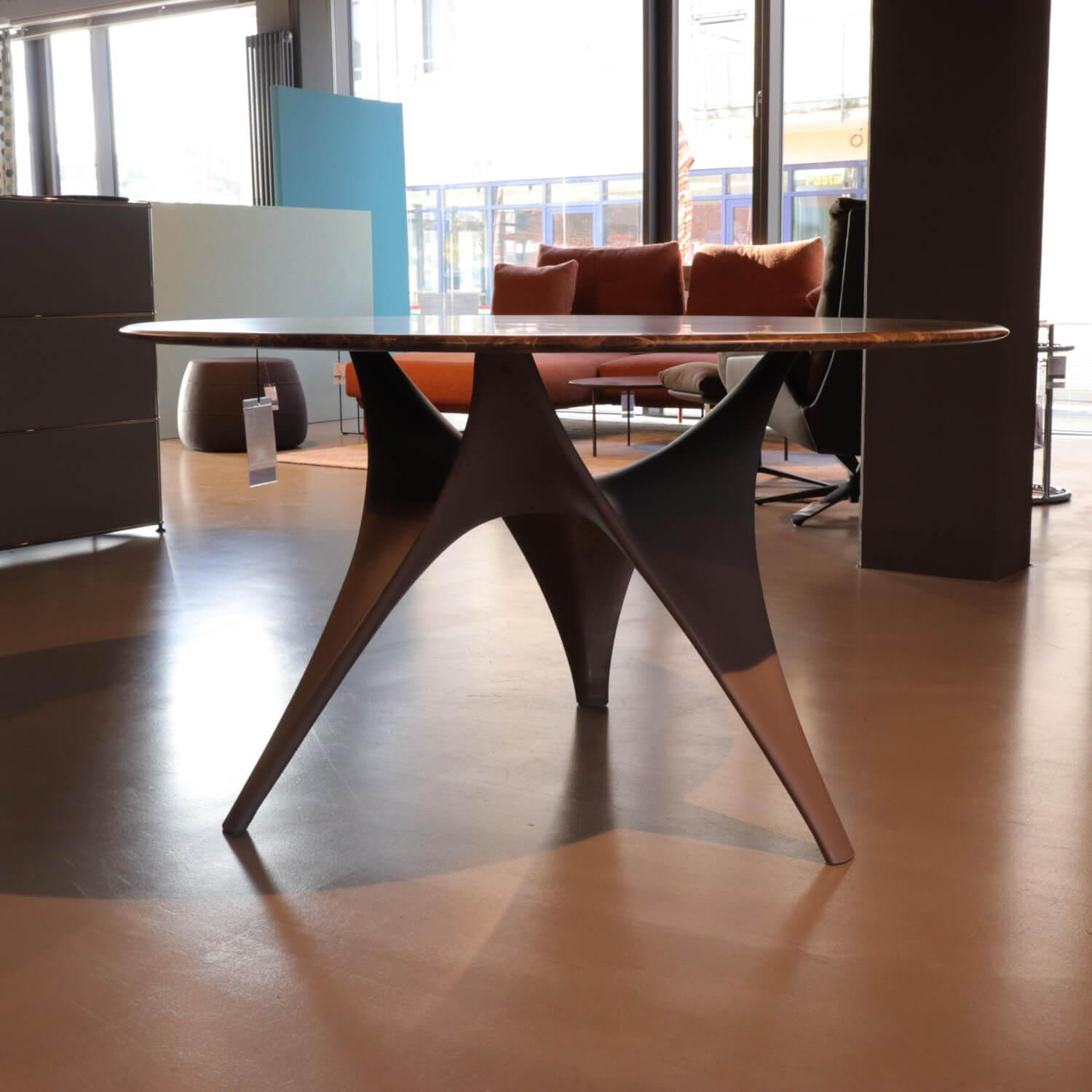 Molteni & C - Esstisch Rund Arc Platte Marmor Emperador Dark Gestell Bronze - 5