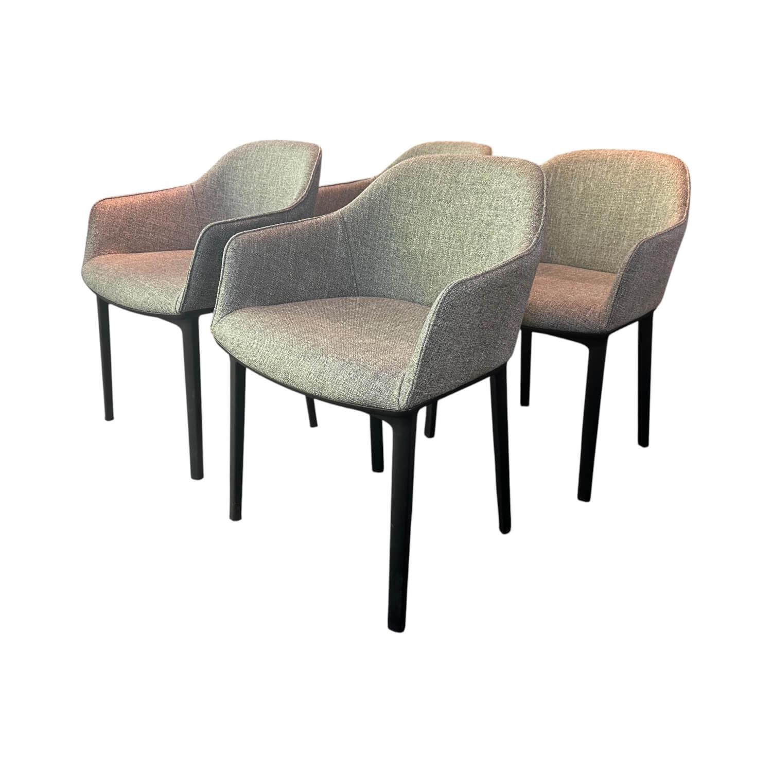 Vitra -  4er-Set Armlehnstuhl Softshell Stoff Savanna Grau Vierbeingestell Kunststoff Basic Dark Schwarz - 1