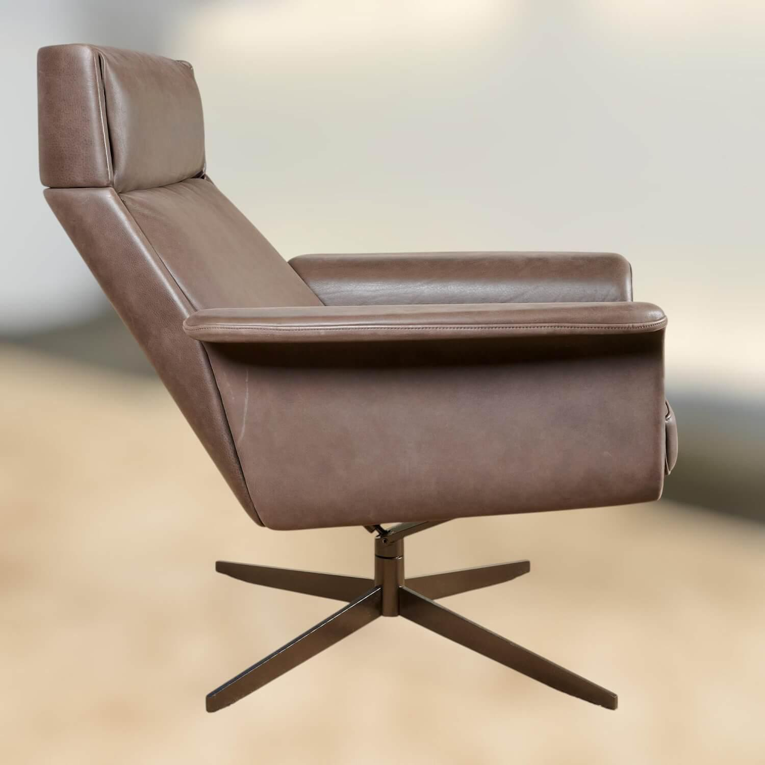 Bielefelder Werkstätten - Sessel Legend Leder Java Terra Braun Schale Formsperrholz Kreuzfuß Metall Mit Neigefunktion - 6