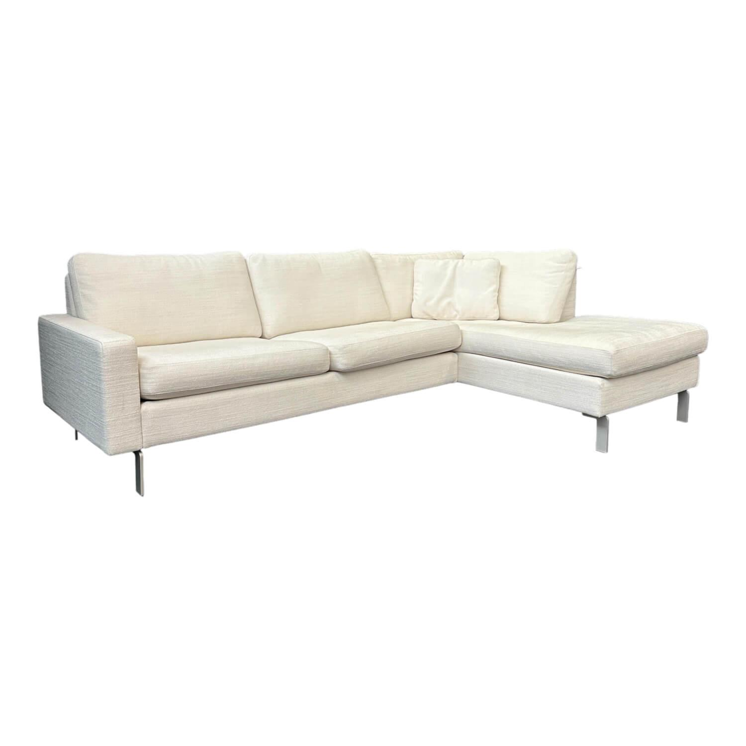 Ecksofa Conseta Bodenfrei Stoff 7149 Weiß Schmalfüße F04 Feinstruktur Stahl Mit Filtgleiter COR - Ecksofa Conseta Bodenfrei Stoff 7149 Weiß Schmalfüße F04 Feinstruktur Stahl Mit Filtgleiter - 1