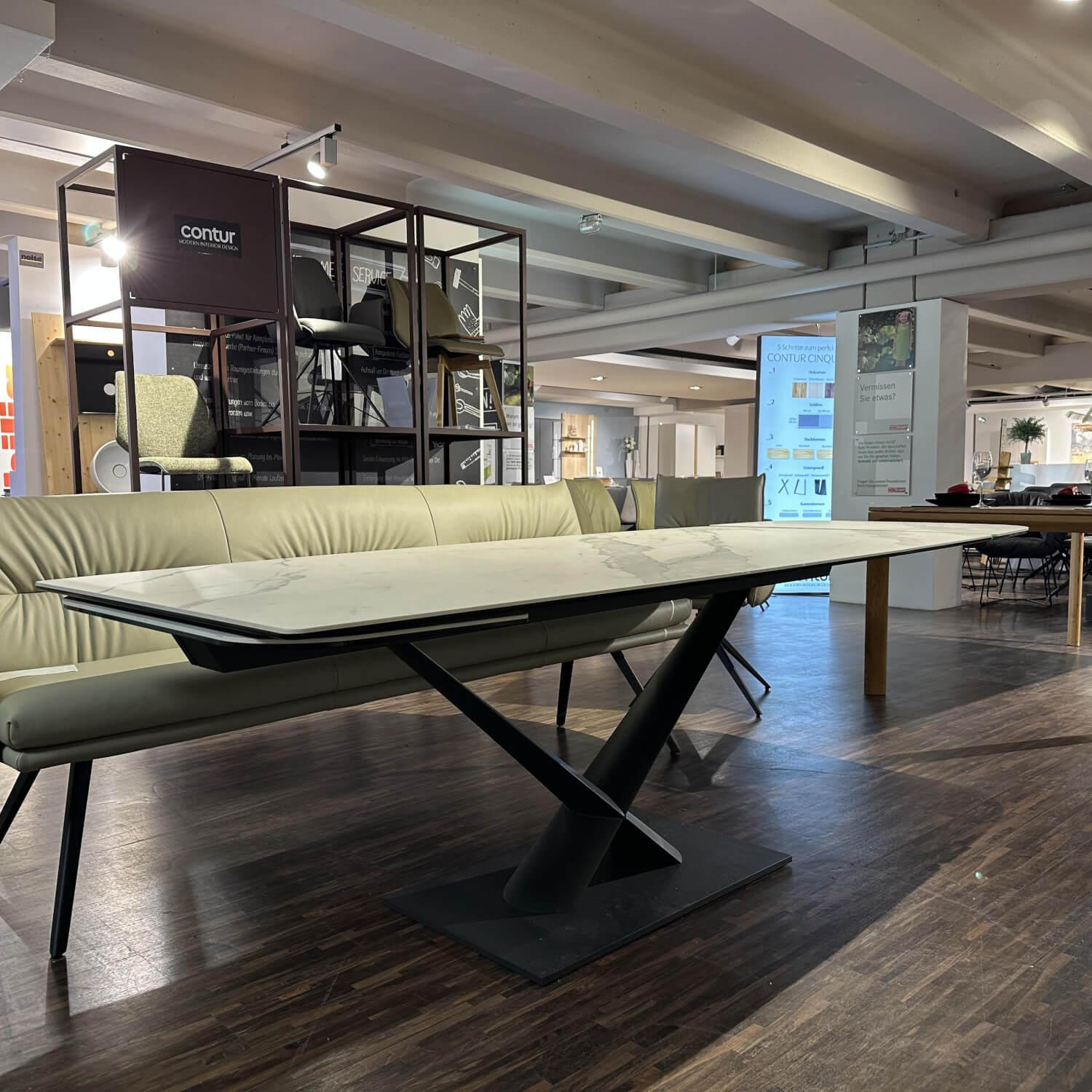 Contur - Esstisch Savona B Platte Keramik Saturio Grey White Grau Weiß Matt Gestell Metall Anthrazit 44 Pulverbeschichtet - 2