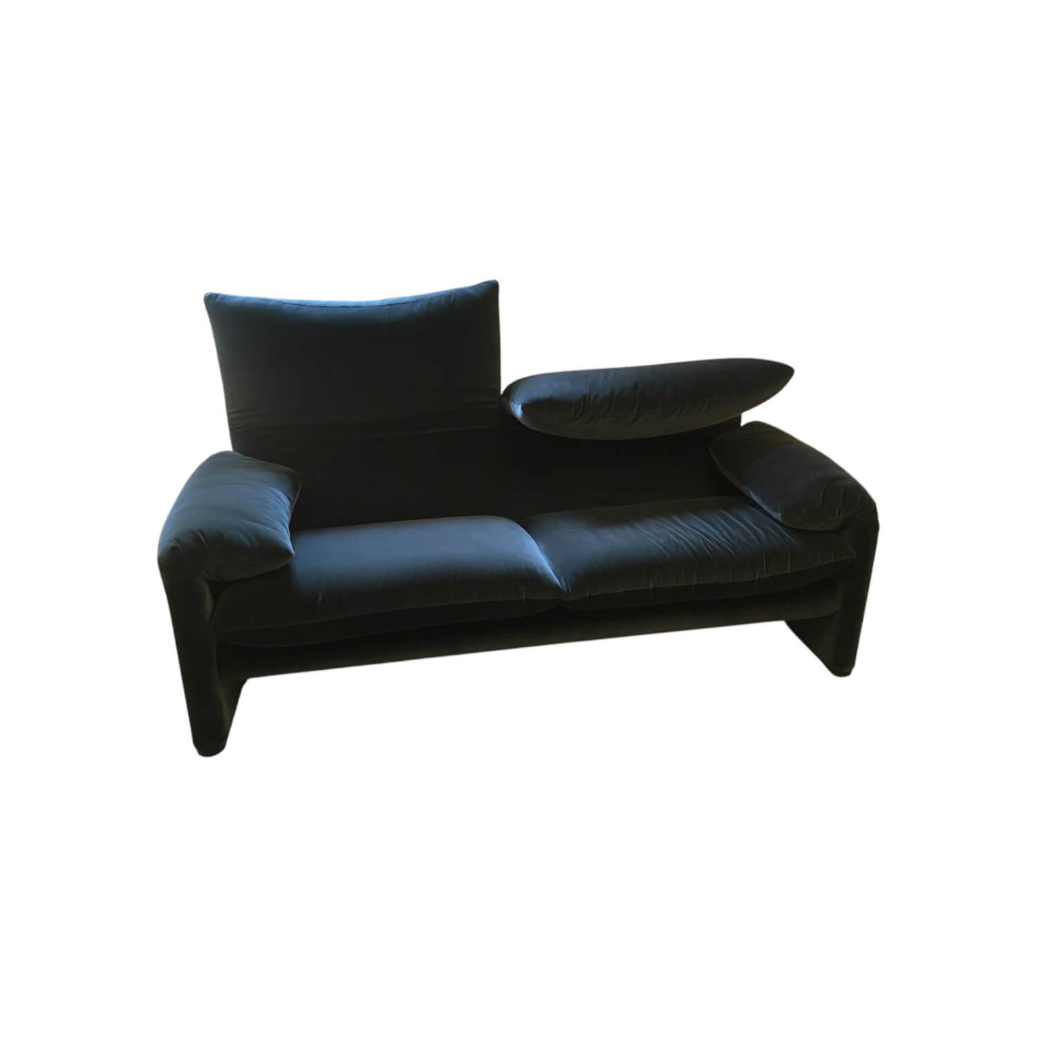 Cassina - Sofa Maralunga 675 06 Stoff Ortigia Cactus Dunkelgrün Füße Schwarz - 1