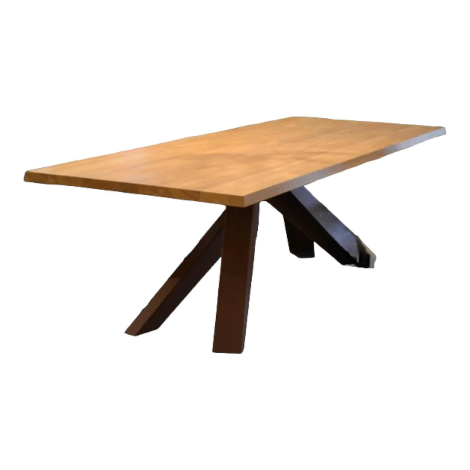 Bonaldo - Esstisch Big Table Eiche Natur Massiv Gestell Metall Lackiert Bronzefarben Schwarz - 1