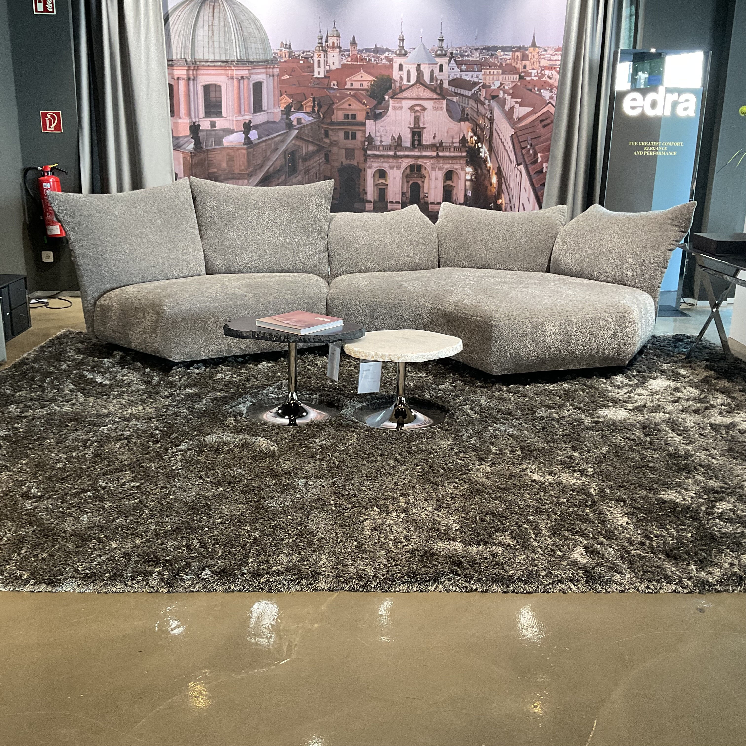 Edra - Ecksofa Standard Kombination Stoff Buclett T 8711 27 Taupe Mit Verstellbaren Lehnen - 5
