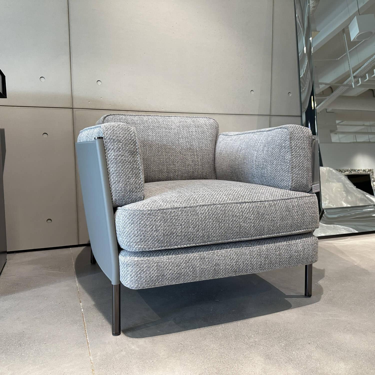 Minotti - Sessel Shelley Innen Stoff Martin 04 Cenere Grau Füße Metall Schwarz - 2