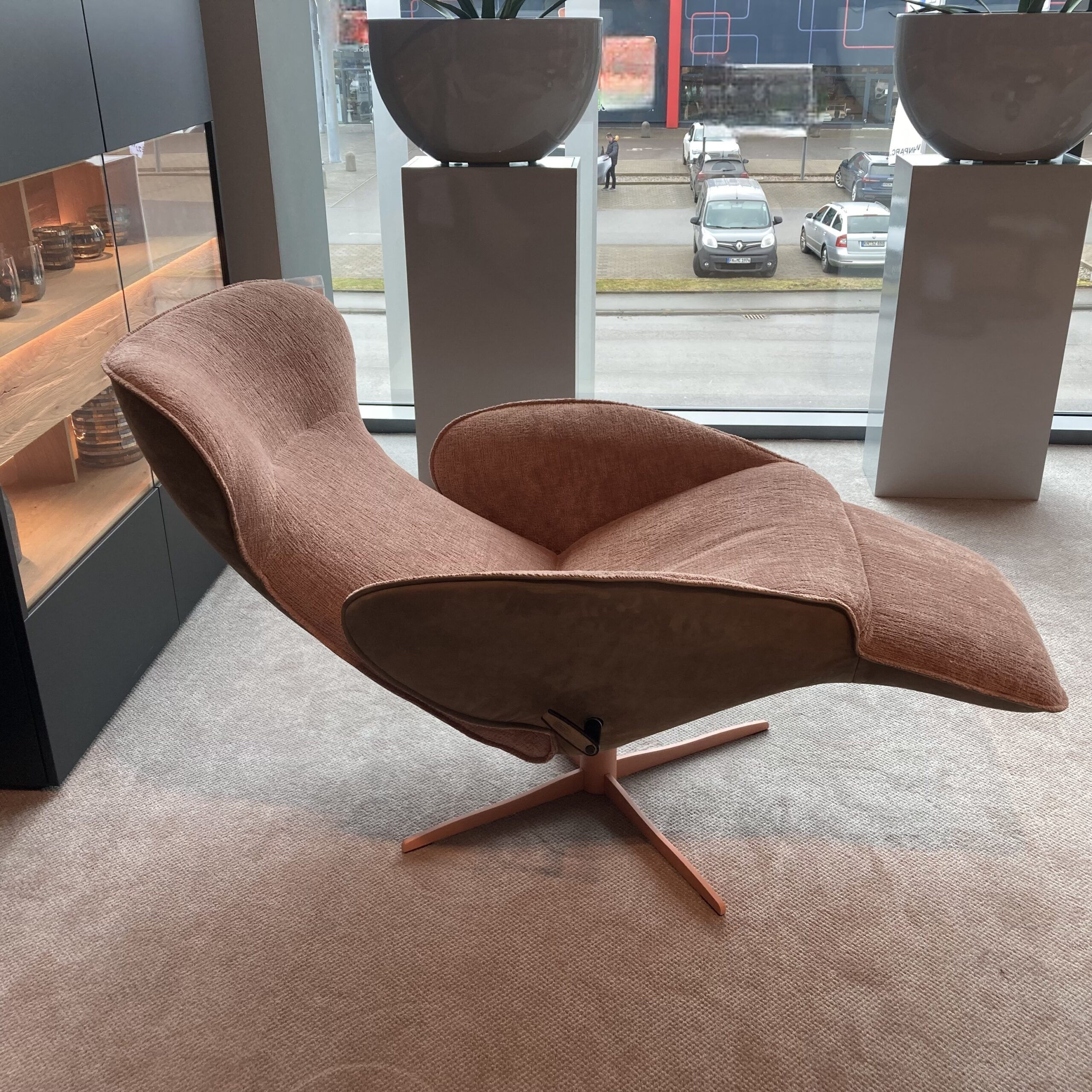 Jori - Relaxsessel Daydreamer JR 7450 Innen Stoff Mumble Pesca Rosa Außen Leder Nubuck Macchiato Braun Beige Gestell Metall Beigerot Lackiert - 6