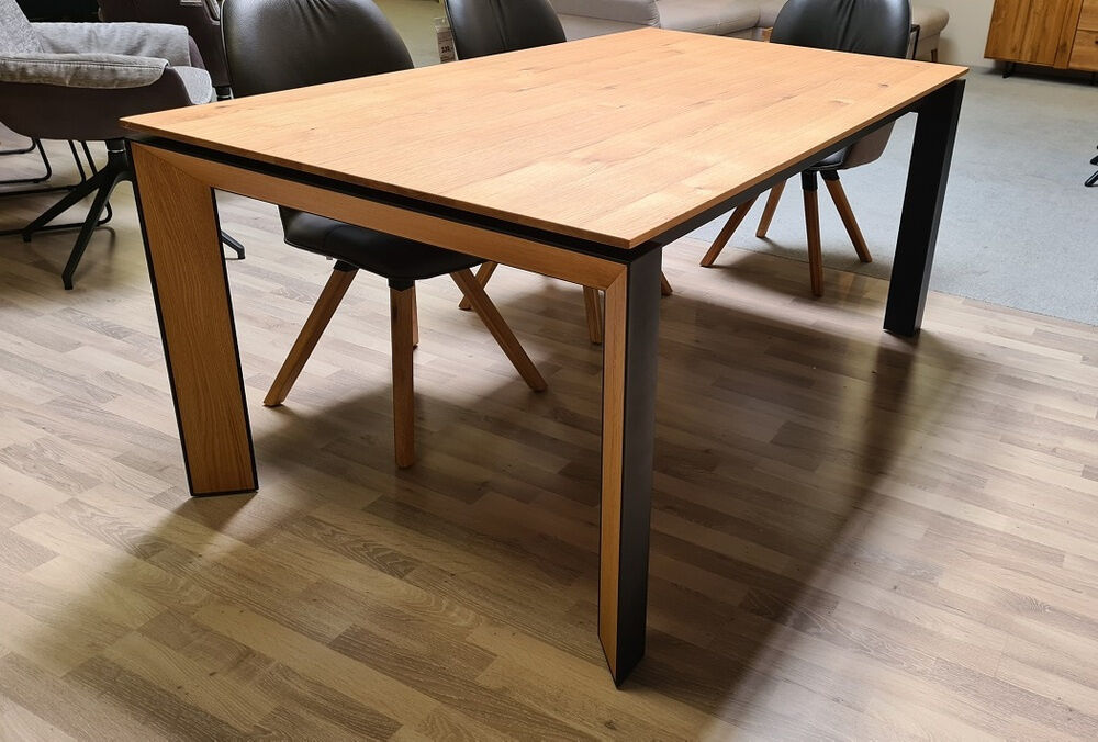 Niehoff - Esstisch Monaco M513-86-078 Eiche Echtholzfurnier Tischbeine Metallprofil Schwarz Ausziehbar - 3