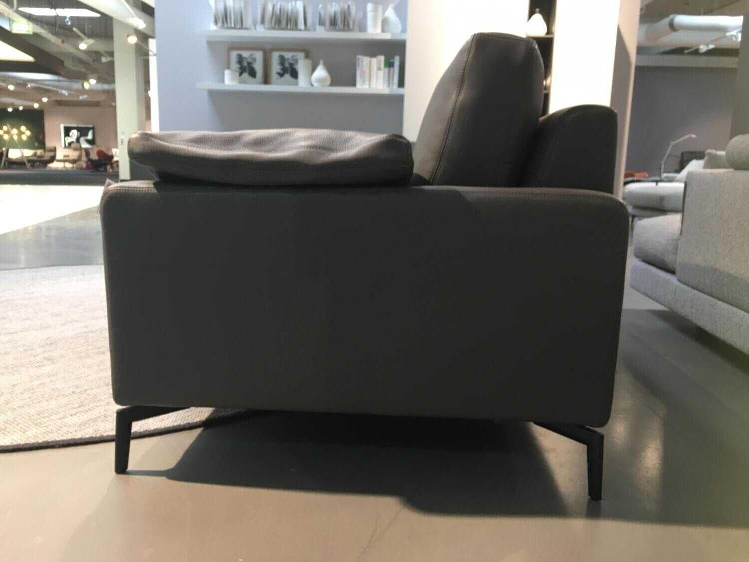 Violetta - Sofa Vita 14 Leder Kiowa 4/80 51 Nachtgrau PG 80 Füße Schwarz - 4