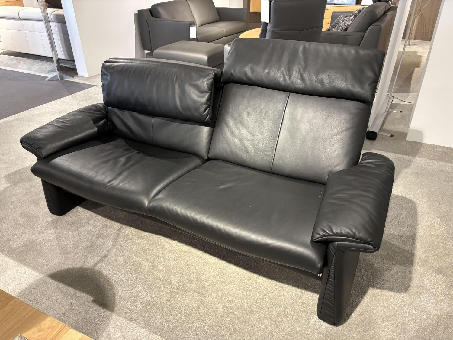 Erpo - Garnitur Lugano Leder 250.100 Schwarz mit Sessel und Hocker - 2