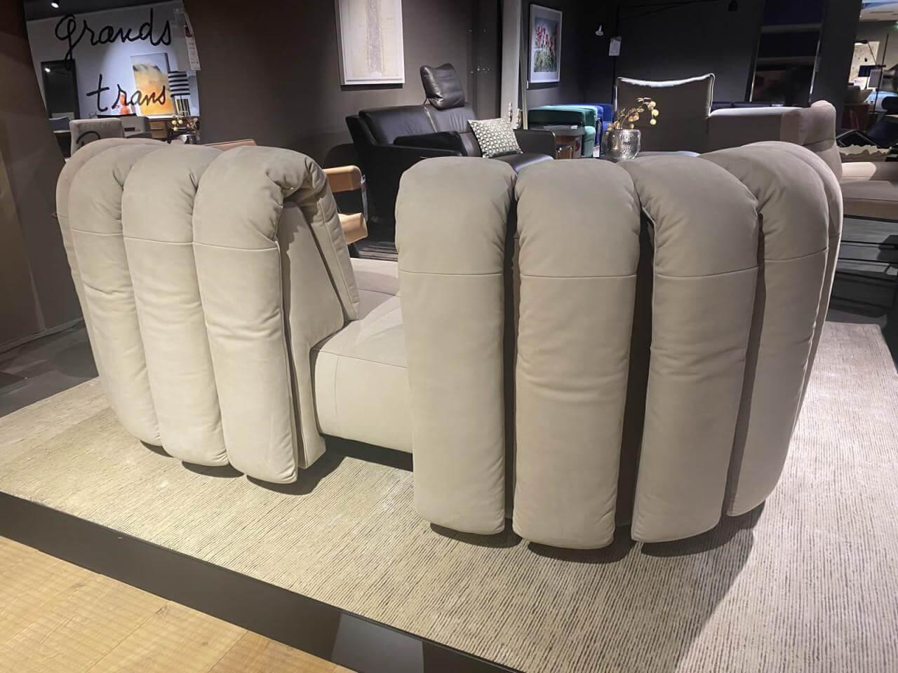 De Sede - Sofa DS 888 Collina Leder Sabbia Und Noce Beige Grau Kufen Schwarz Seidenmatt Beschichtet - 4