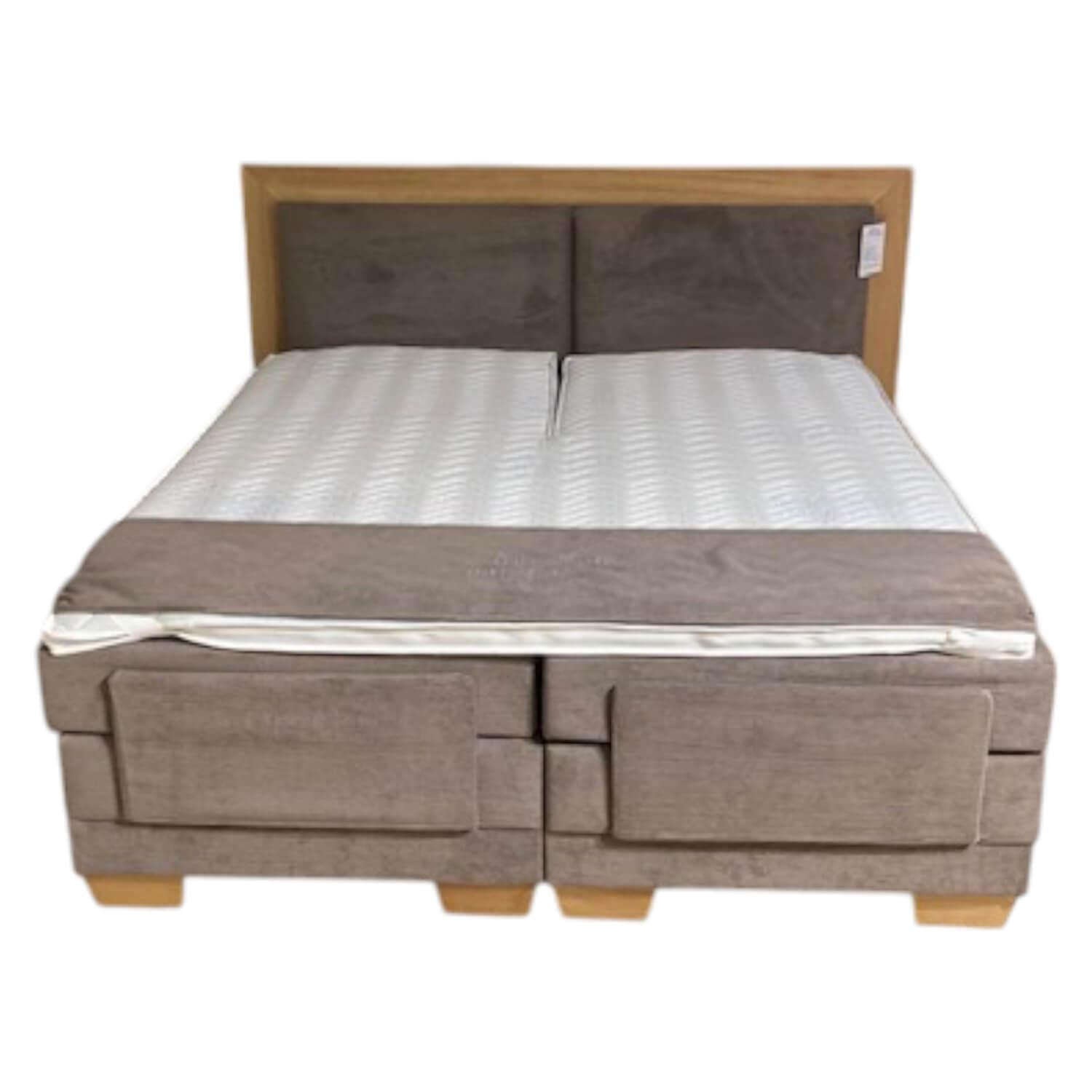 Delux Production OÜ - Boxspringbett Taara Stoff Rebel 12 Taupe mit Verstellfunktionen - 1