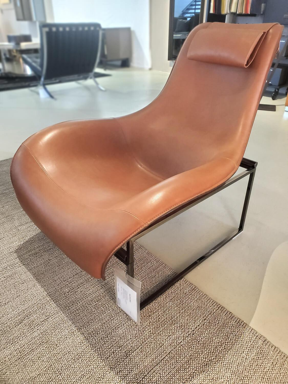 B&B Italia - Schwingsessel Mart Leder Kasia Natur KS310 Braun Gestell Stahl Schwarz Verchromt - 7