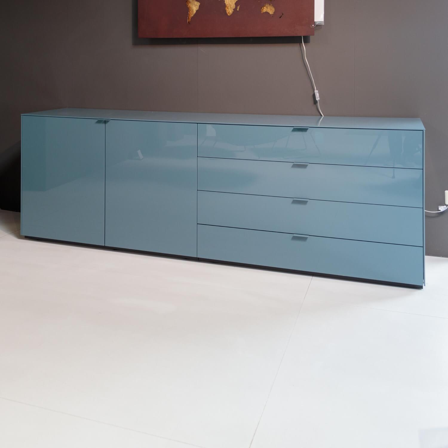 Kettnaker - Sideboard Lack Hochglanz Graublau Glasfachboden Rauchglas Klar - 8