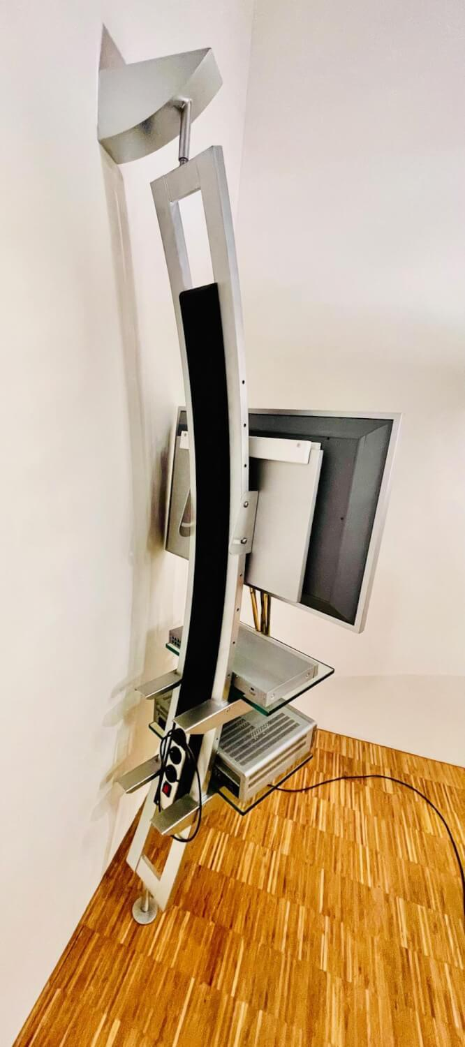 Bacher - TV-Regal Mattes Metall Und Glas Mit Schwenkbarem TV- Und Hifi-Rack - 7
